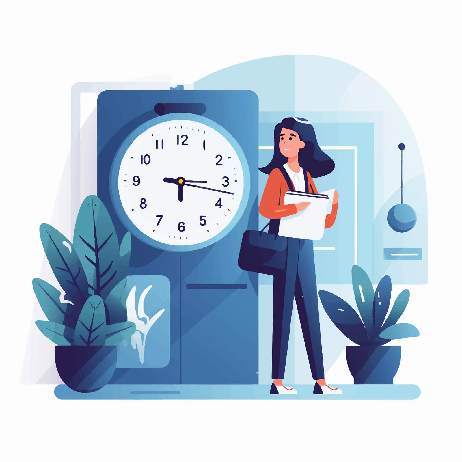 Woman Leaving Work on Time Vector Illustration – free leaving image from Dotvec