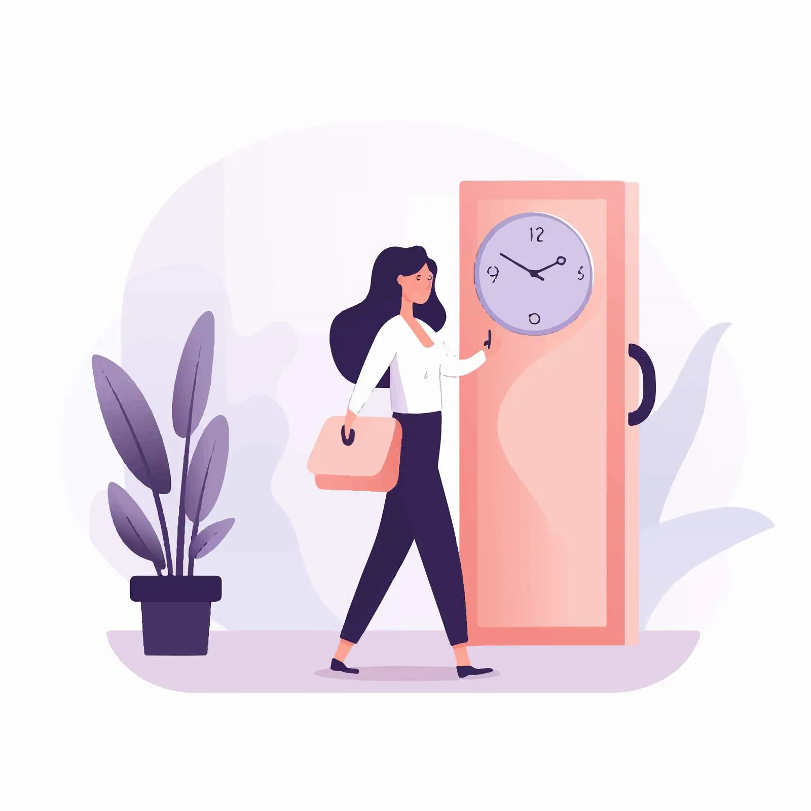 Woman Leaving Work On Time Vector Illustration — free download from Dotvec