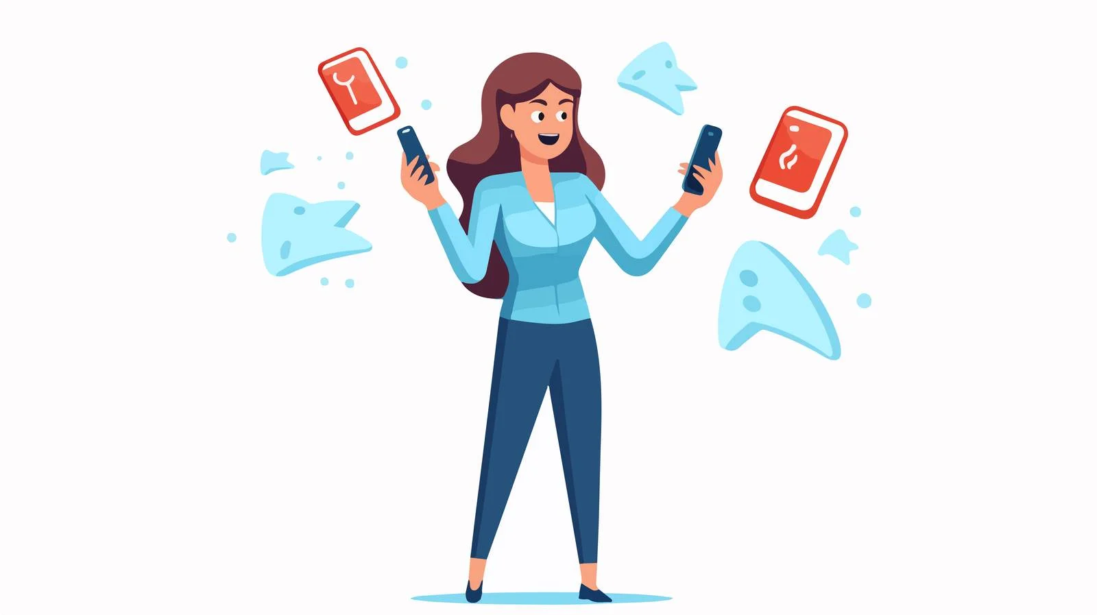 Worker Woman Phone Notification Cartoon Scene — free download from Dotvec