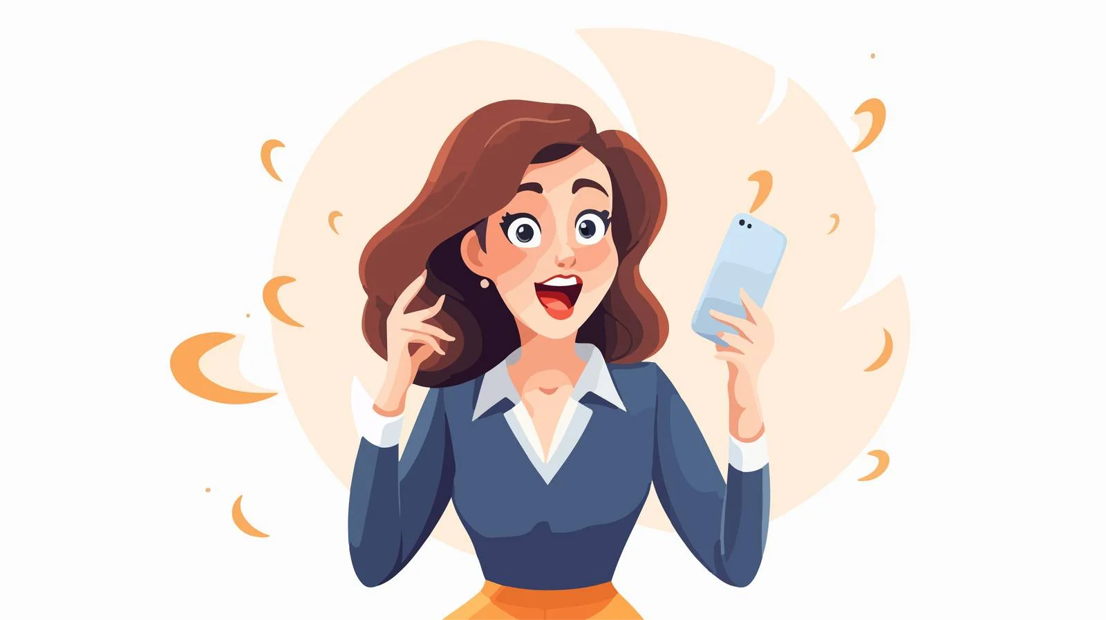 Professional Woman Check Phone Notification Cartoon — free download from Dotvec