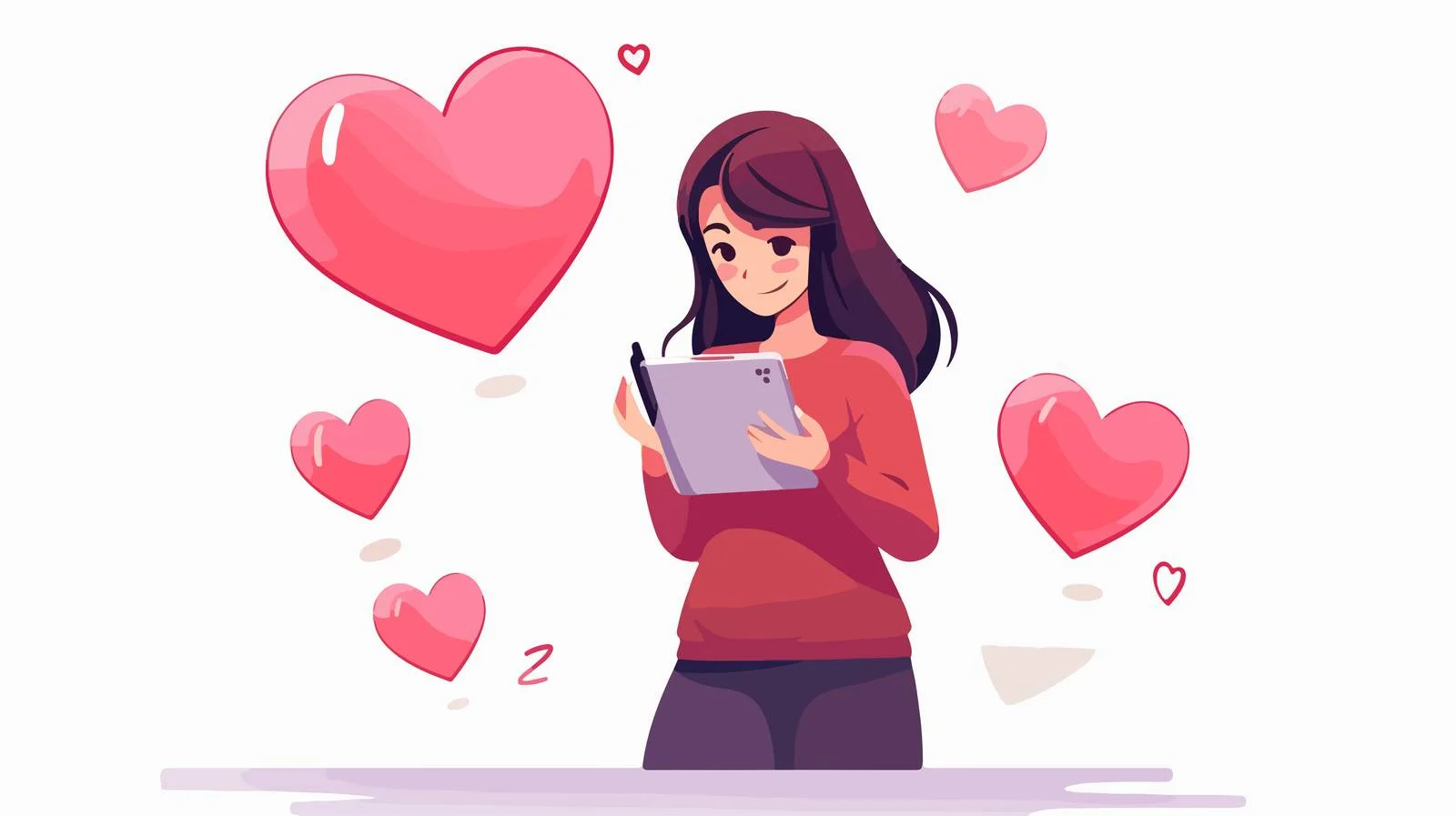 Love Notification on Worker Woman's Phone — free download from Dotvec
