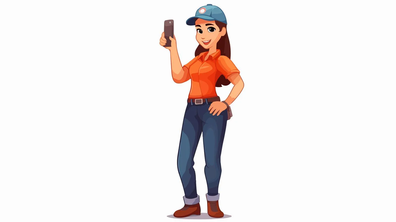 Professional woman showcasing phone app — free download from Dotvec