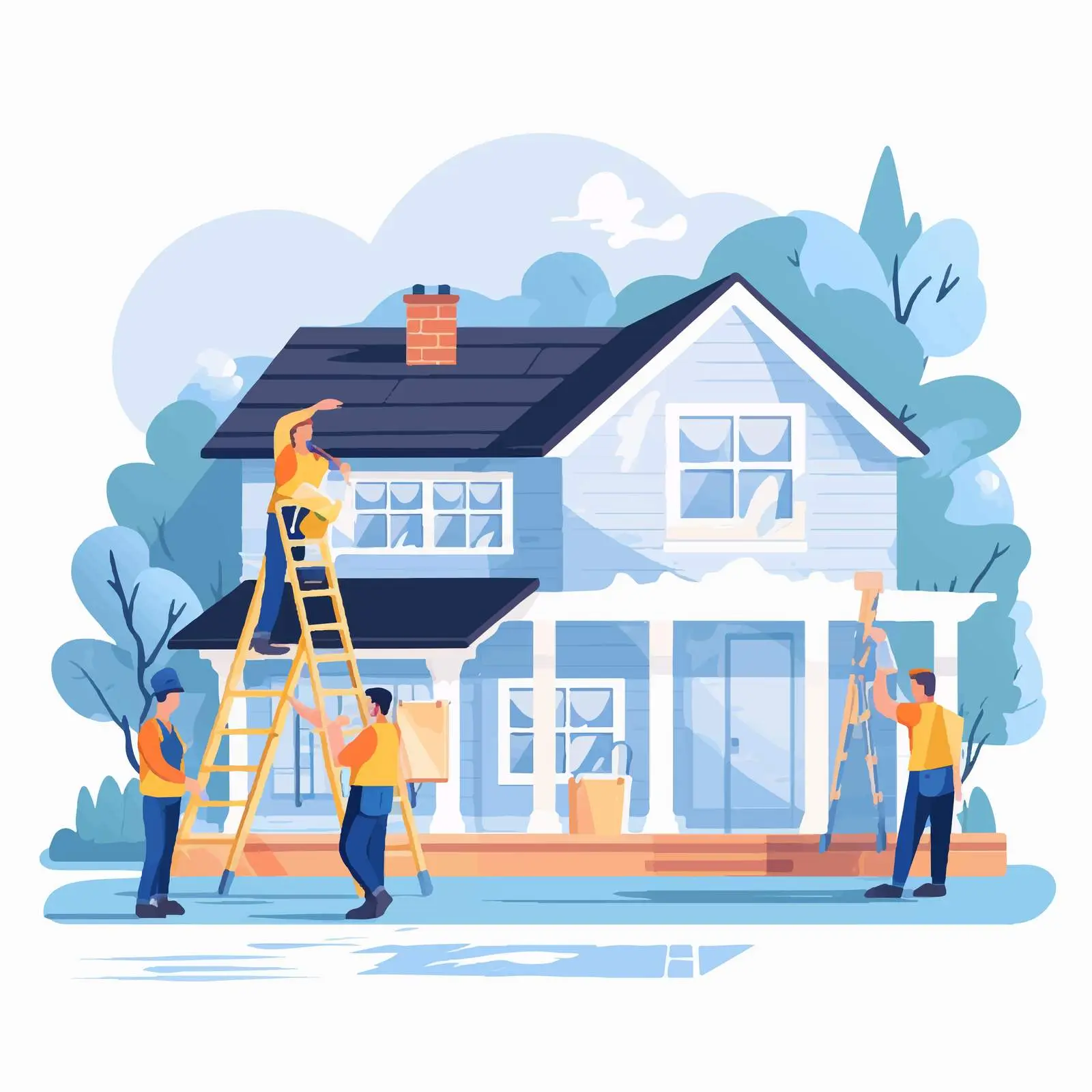 Builders Working on House Renovation Outdoors — free download from Dotvec