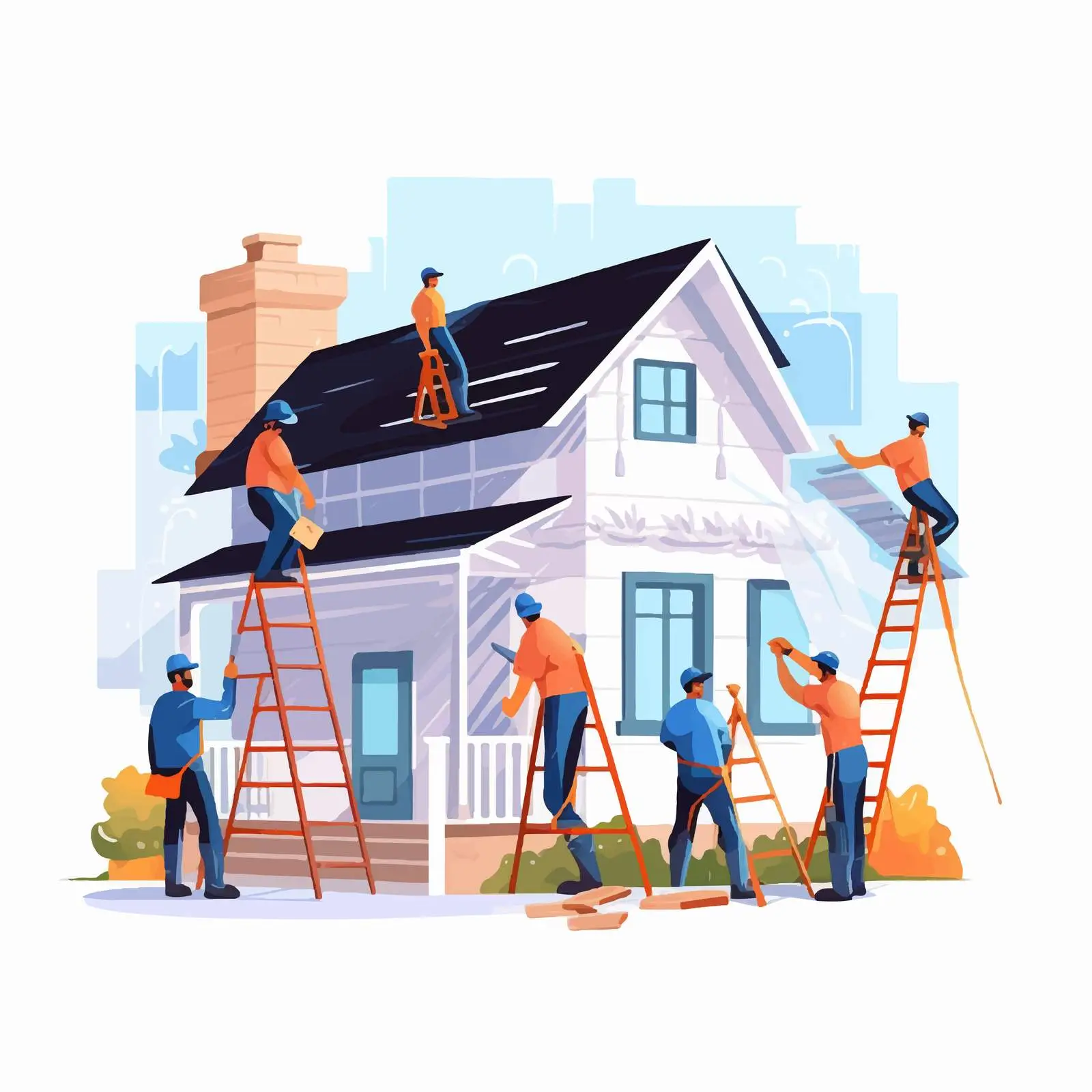 Builders Working on House Renovation Project – free house repair image from Dotvec