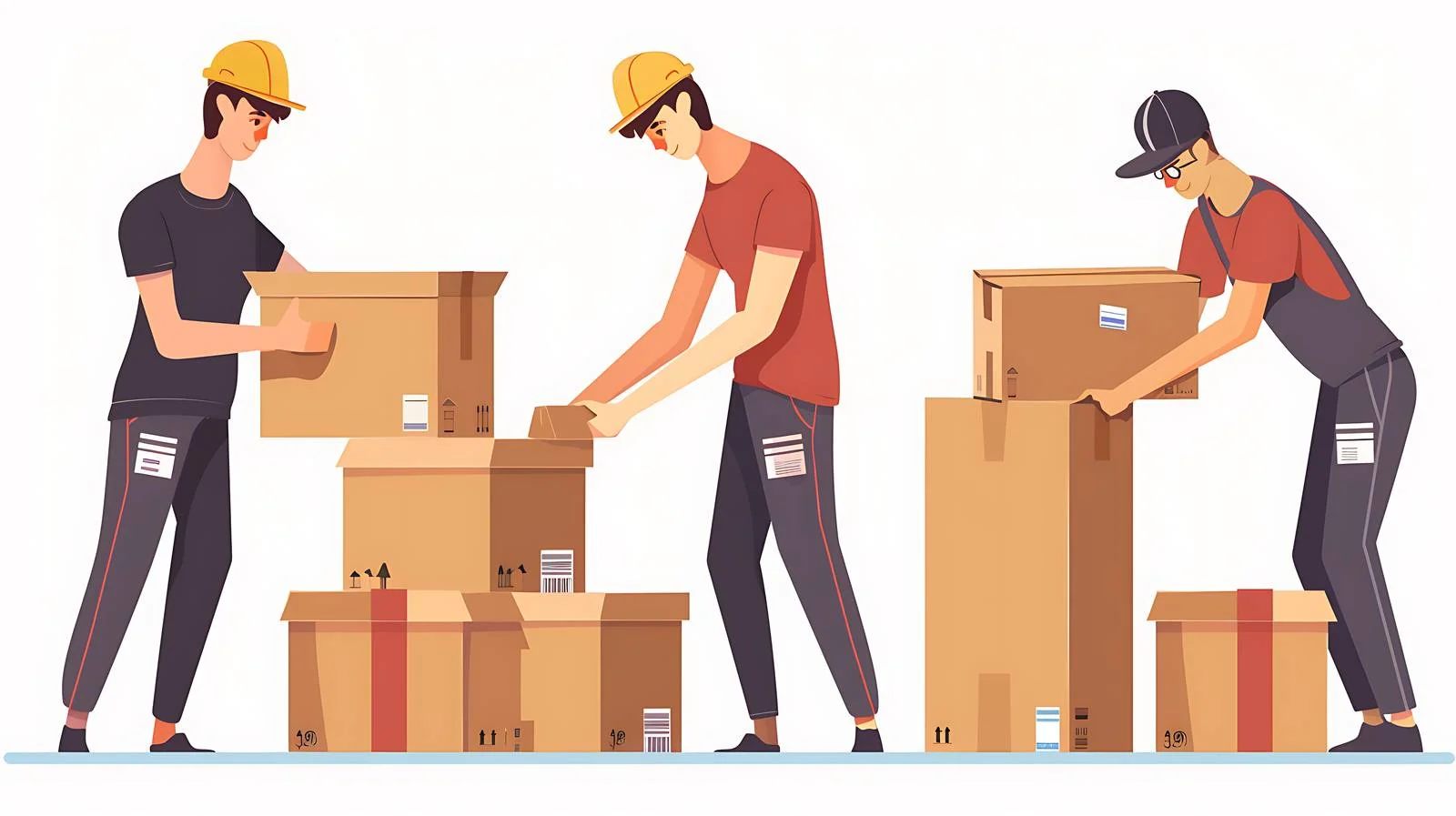 Workers Packaging with Tape — free download from Dotvec