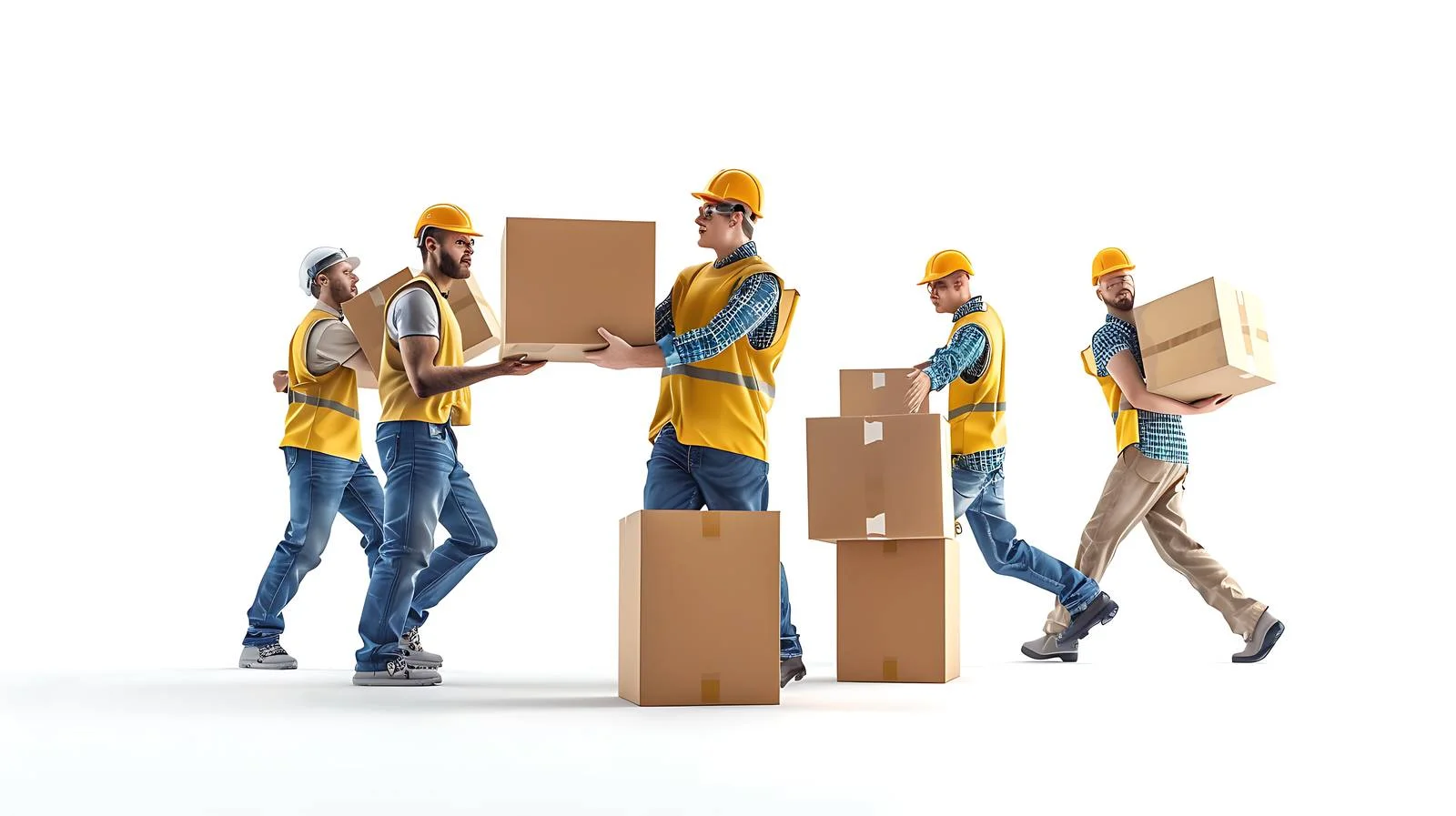 Efficient Factory Workers Handling Boxes — free download from Dotvec