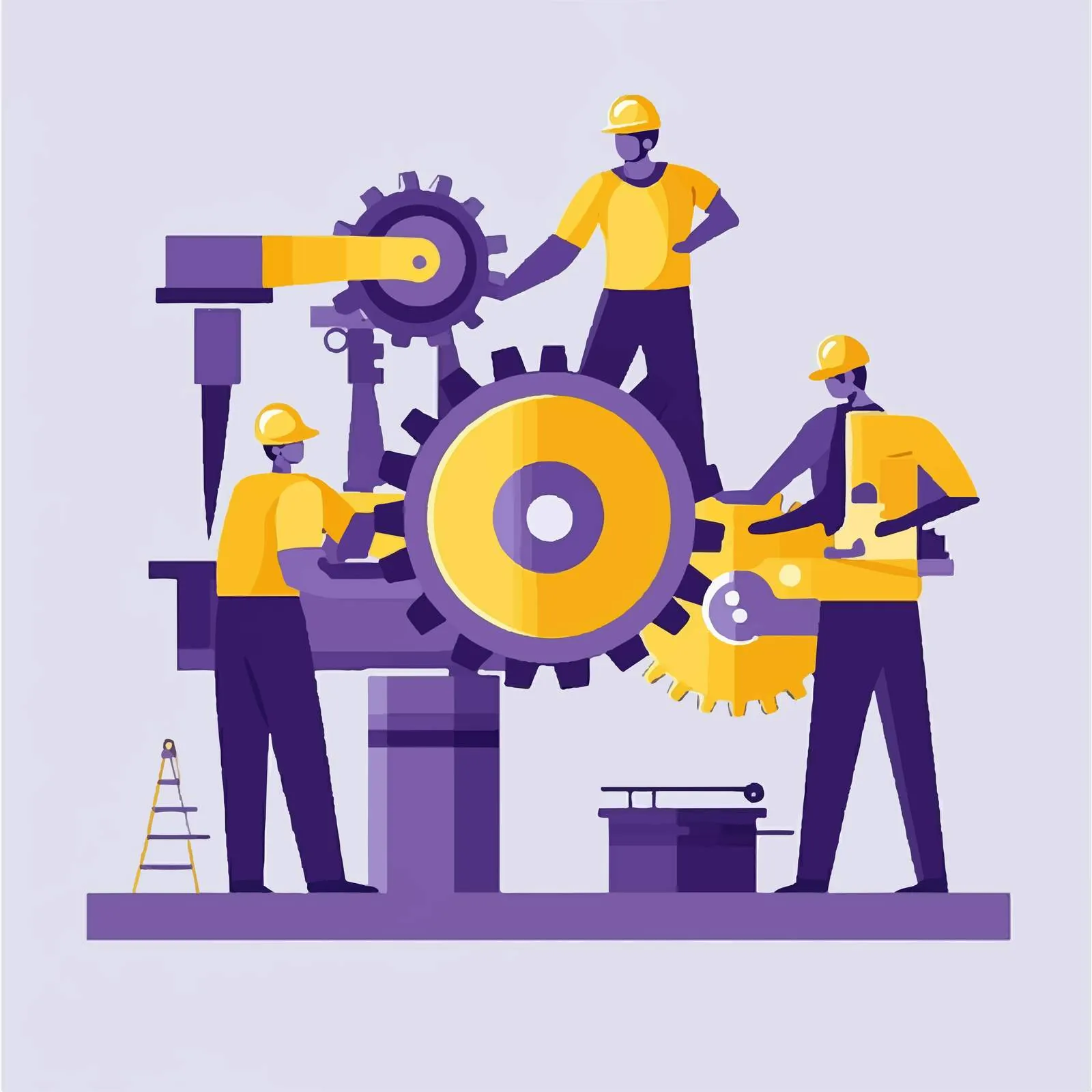 Workers Team with Gear Mechanism Vector Illustration — free download from Dotvec