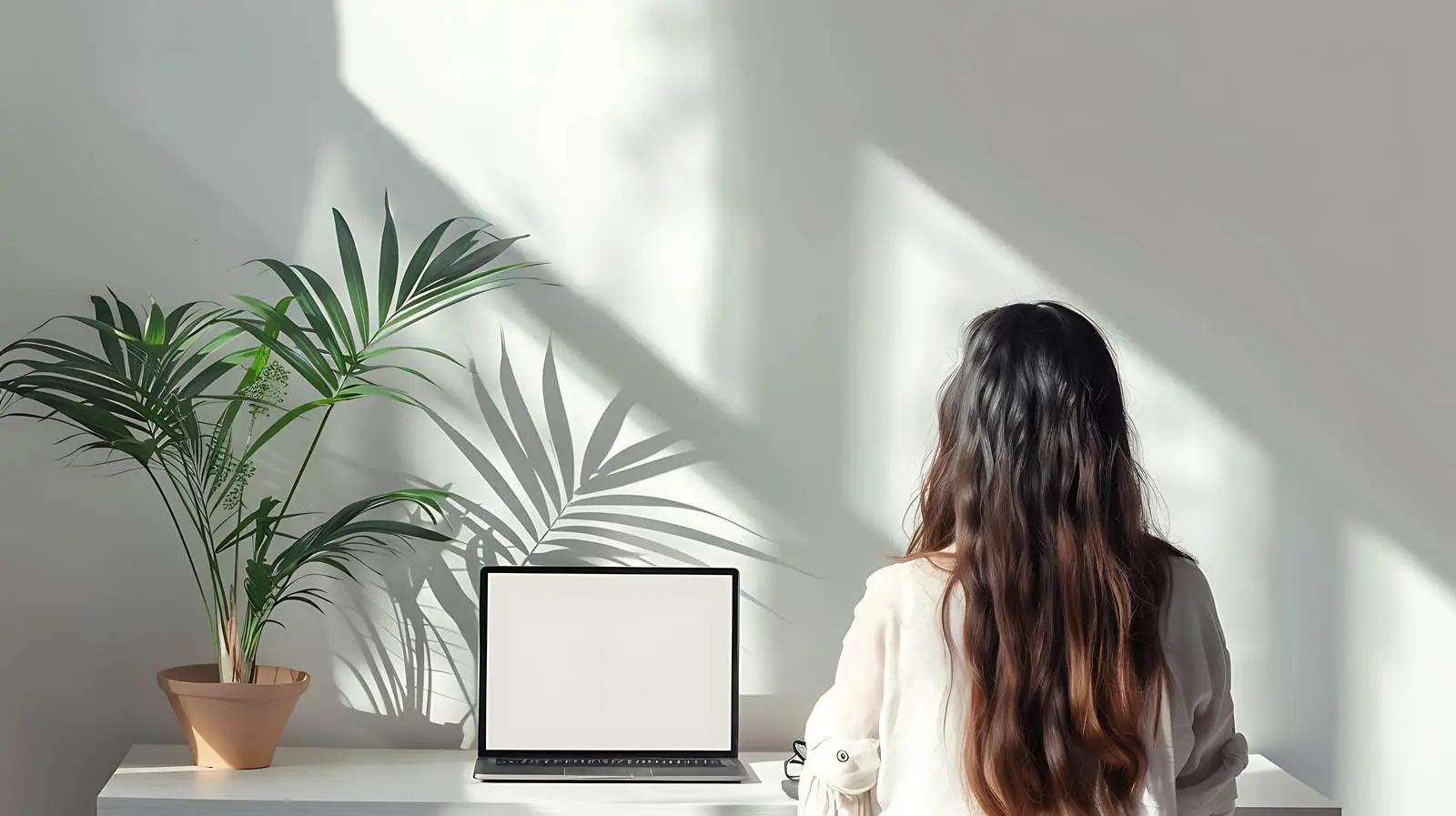 Girl Working from Home on Laptop — free download from Dotvec