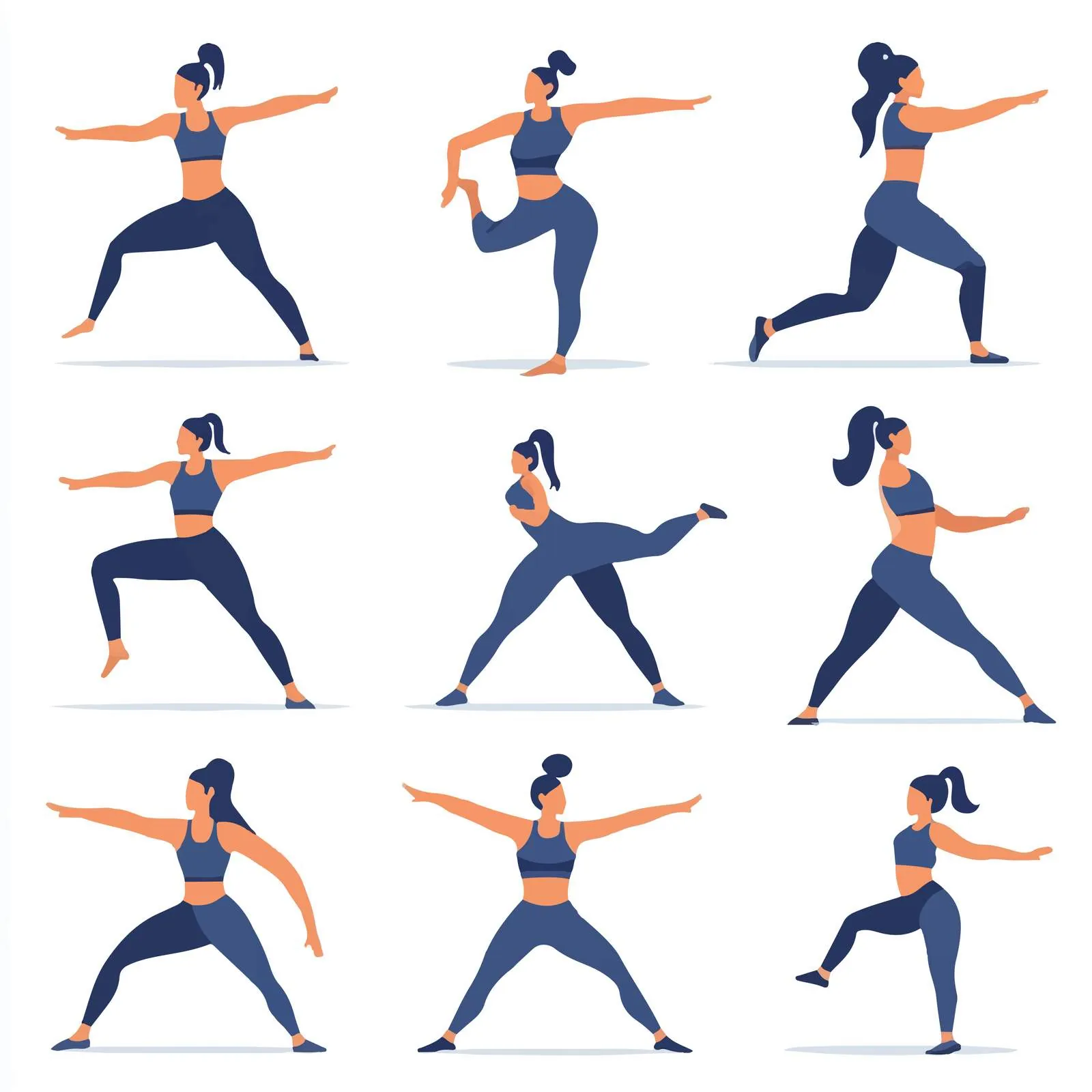 Fit Woman Yoga and Fitness Exercises Vector — free download from Dotvec