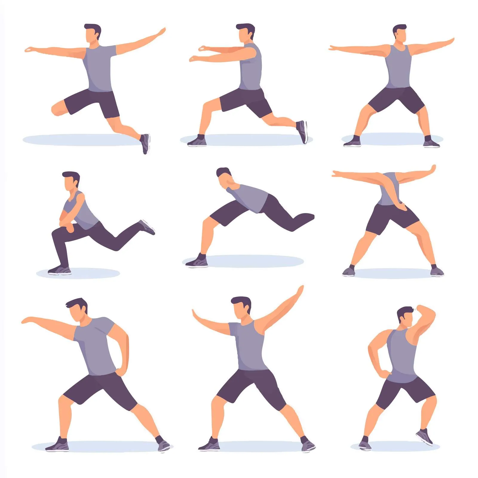 Full Body Workout Exercises Vector Illustration – free exercise illustration image from Dotvec