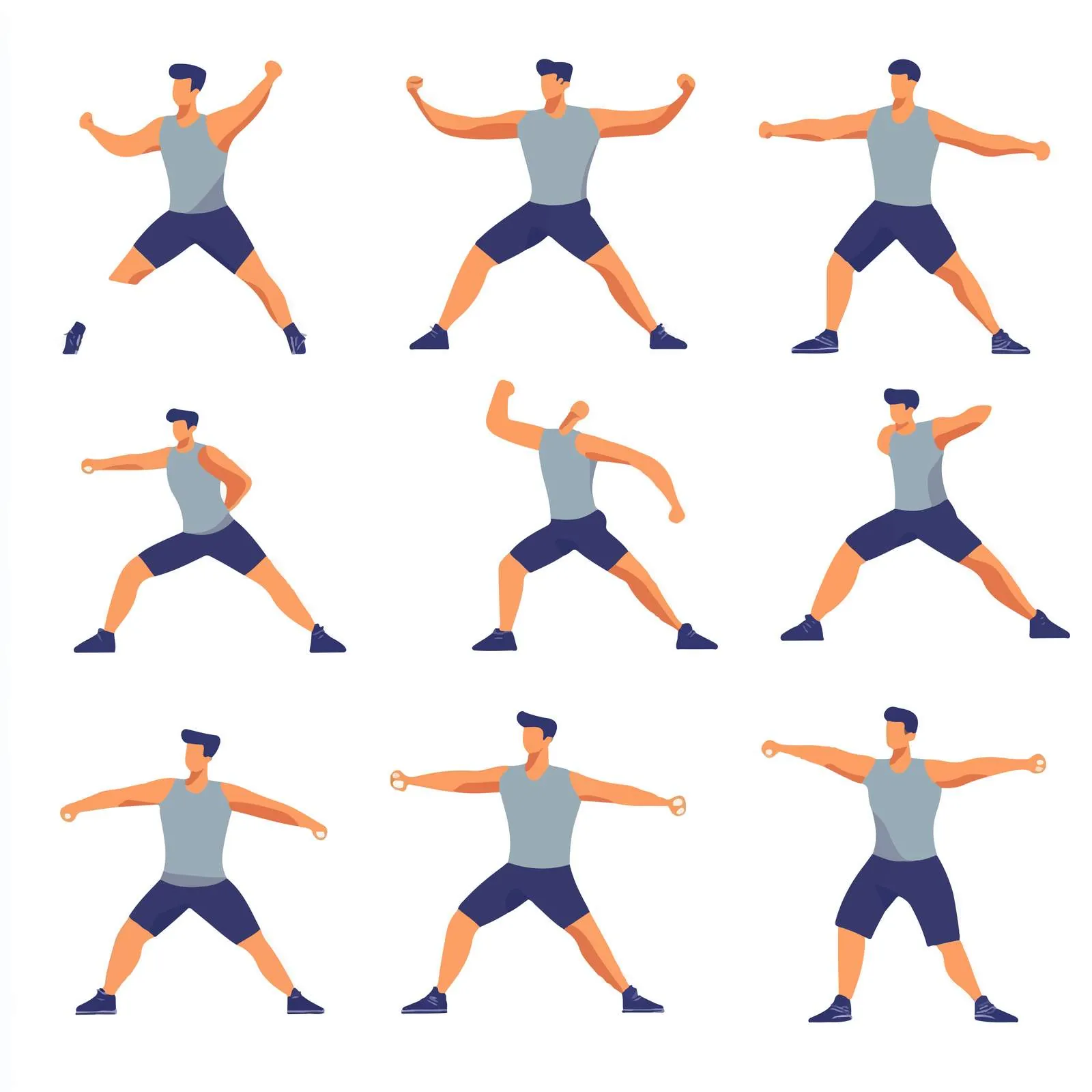 Man Performing Fitness Warm-Up Exercises – free exercise illustration image from Dotvec