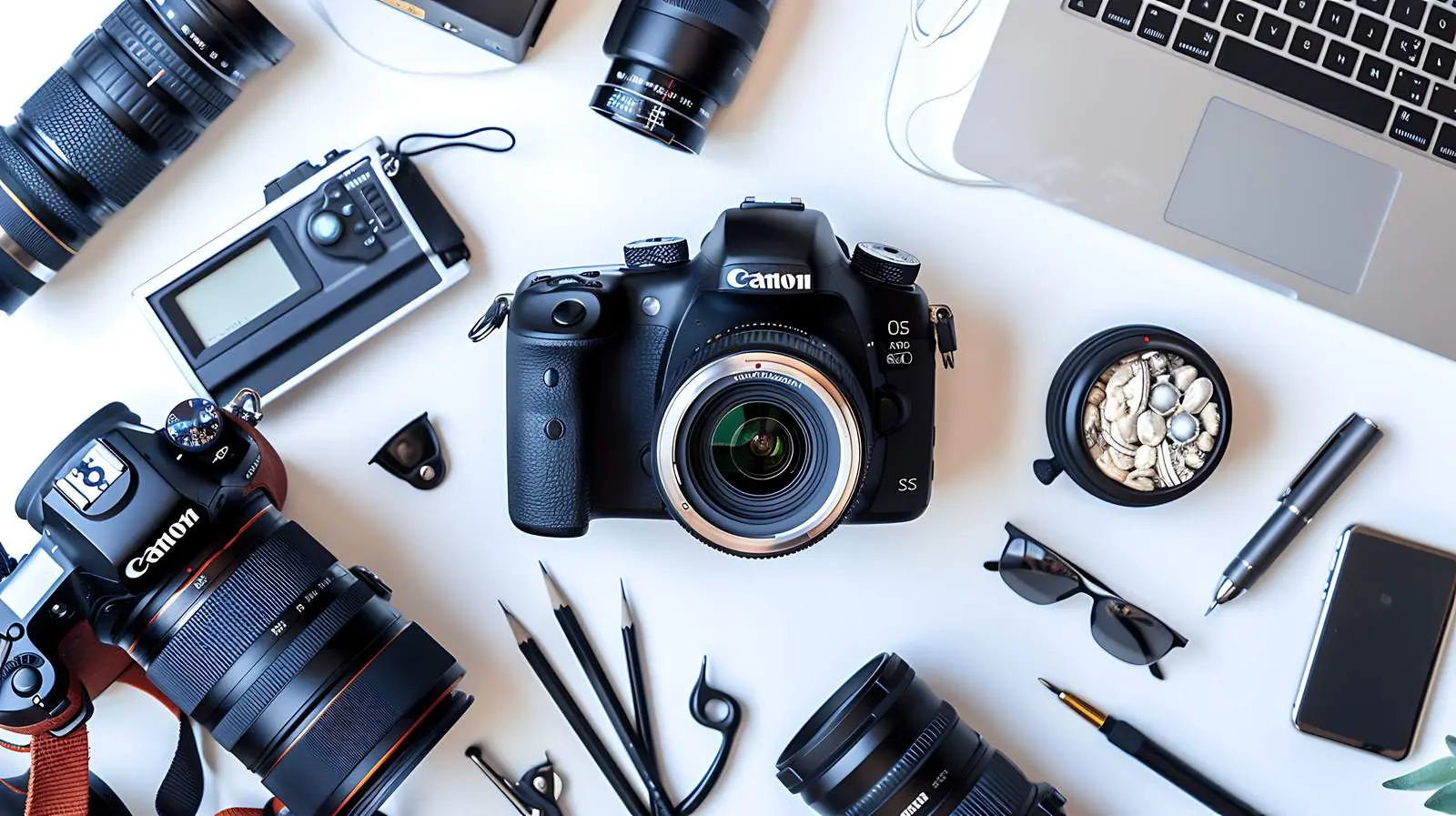 Workplace Designer with Camera and Tools Isolated – free patio image from Dotvec