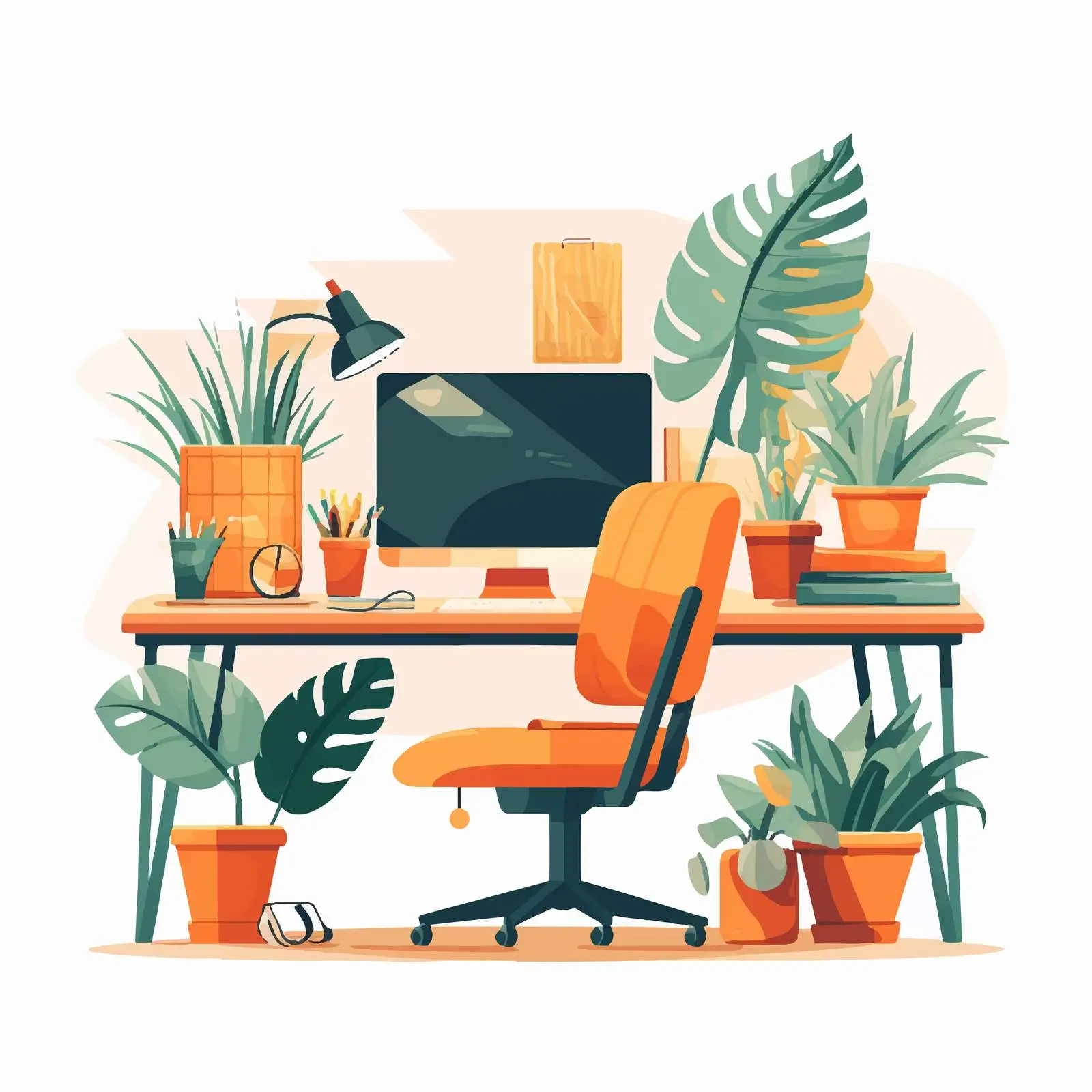 Modern Creative Workplace Flat Style Illustration — free download from Dotvec