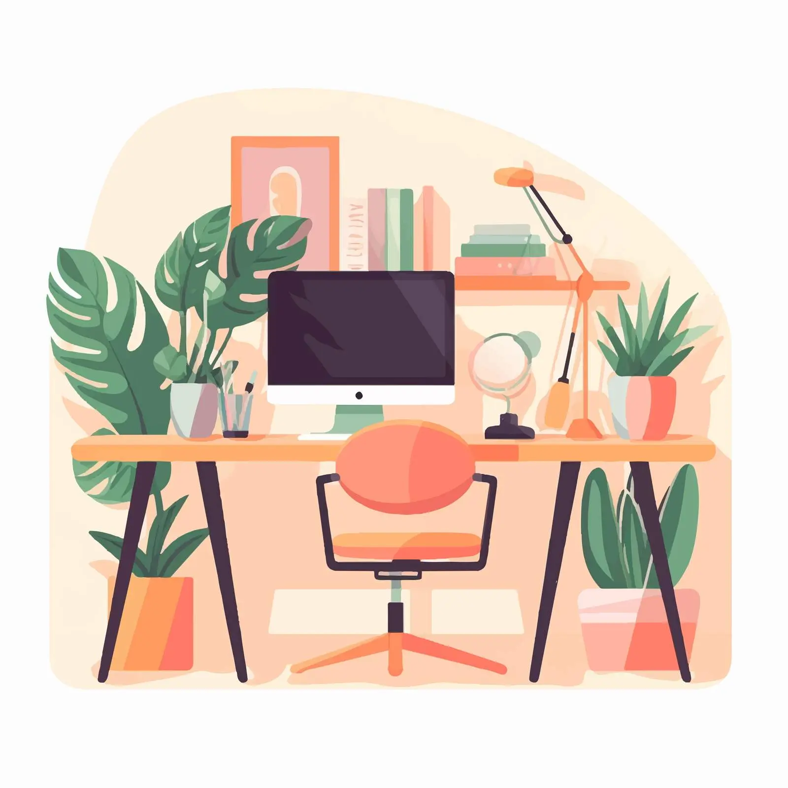 Modern Creative Workplace Flat Style Illustration — free download from Dotvec
