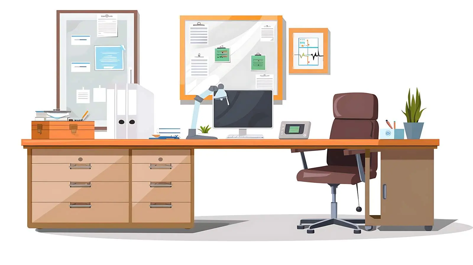 Doctor's Office Workspace Isolated on White Background – free medical environment image from Dotvec