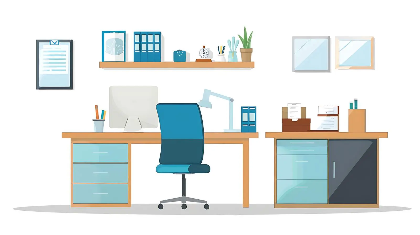 Doctor's Office Workspace Isolated on White Background – free healthcare environment image from Dotvec