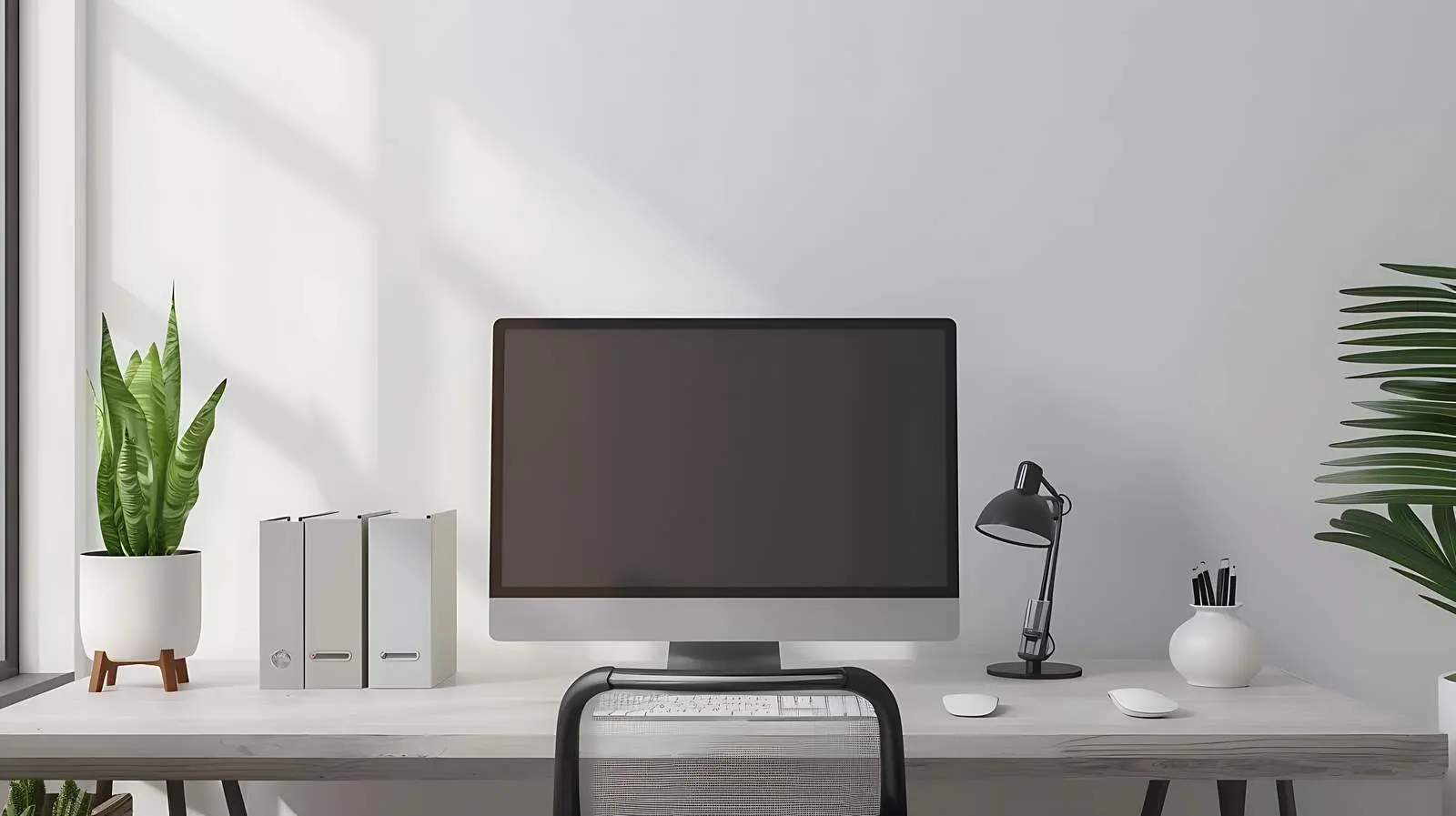 Desktop Computer and Office Workspace Mockup – free desktop computer image from Dotvec