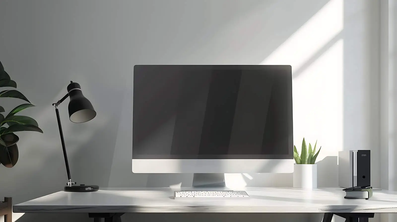 Professional Workspace Presentation Mockup with Desktop Computer – free technology in workplace image from Dotvec