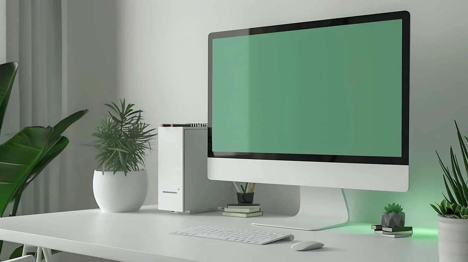 Elegant Workspace Mockup with Desktop Computer — free download from Dotvec