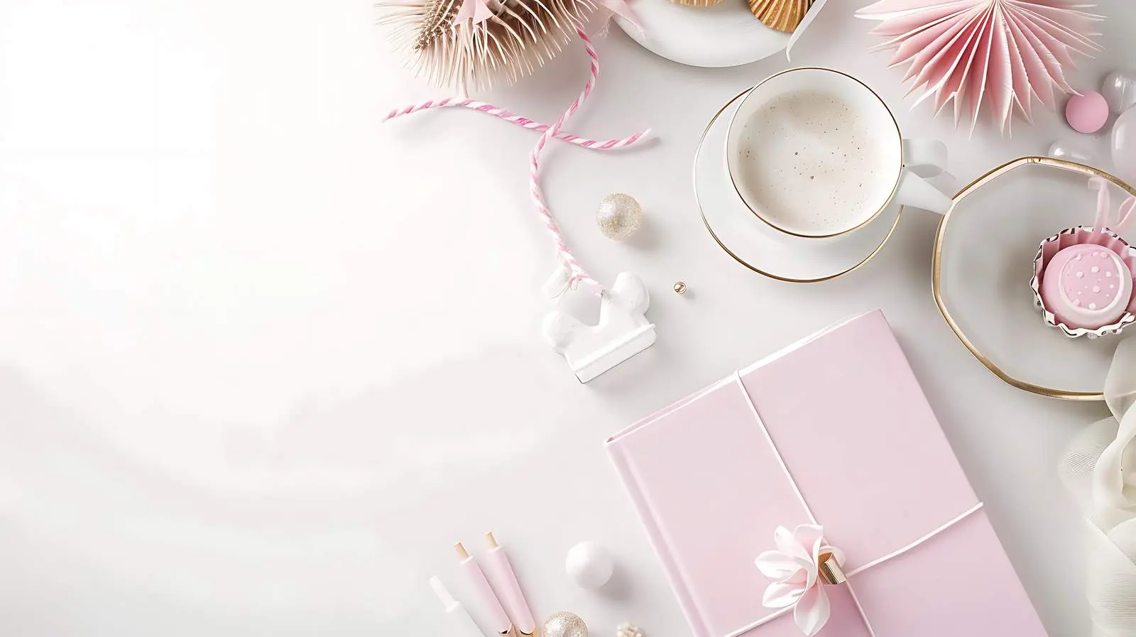 Stylish Workspace with Pastel Pink Notebook — free download from Dotvec