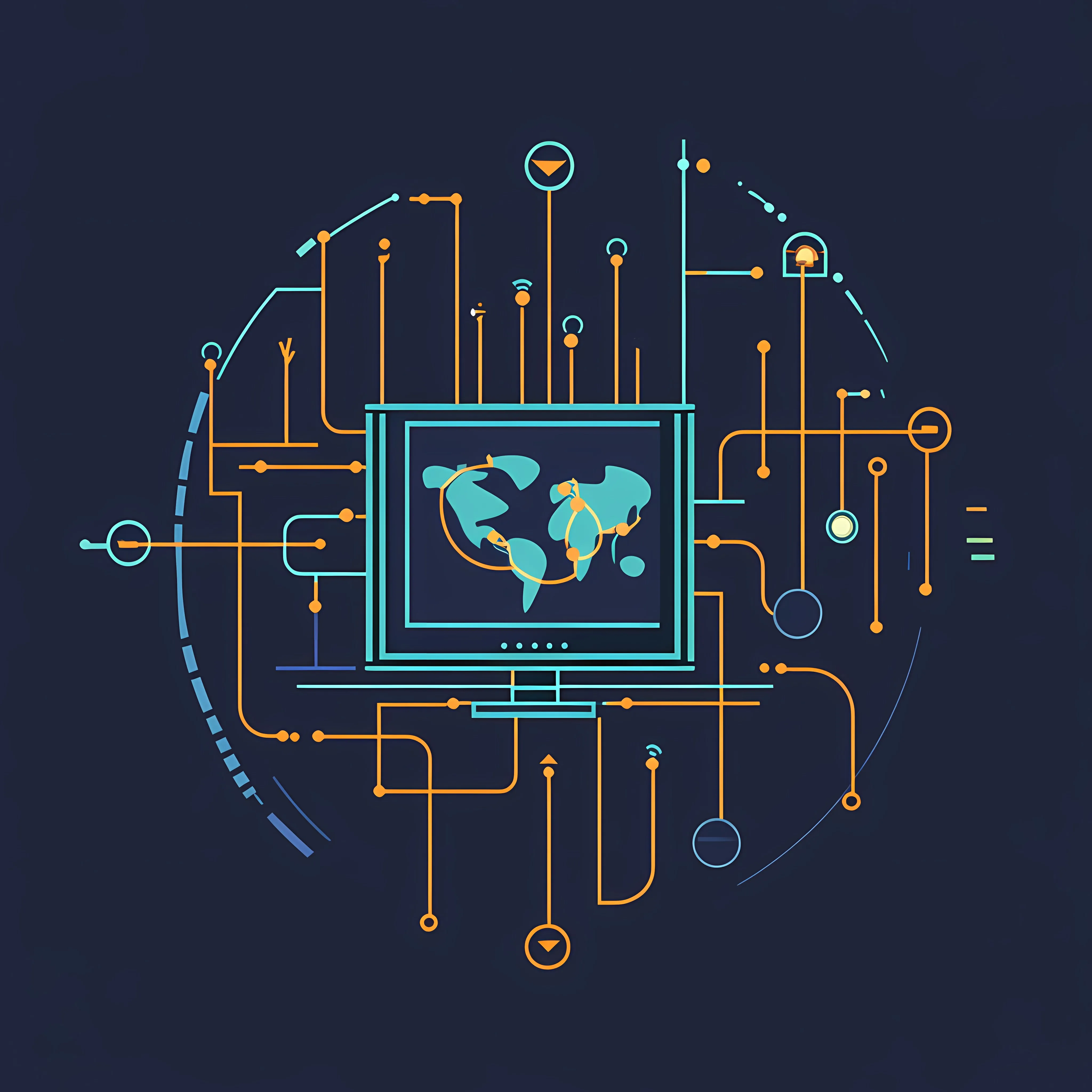 Global Computer Connection Technology Vector Illustration – free technology icons image from Dotvec