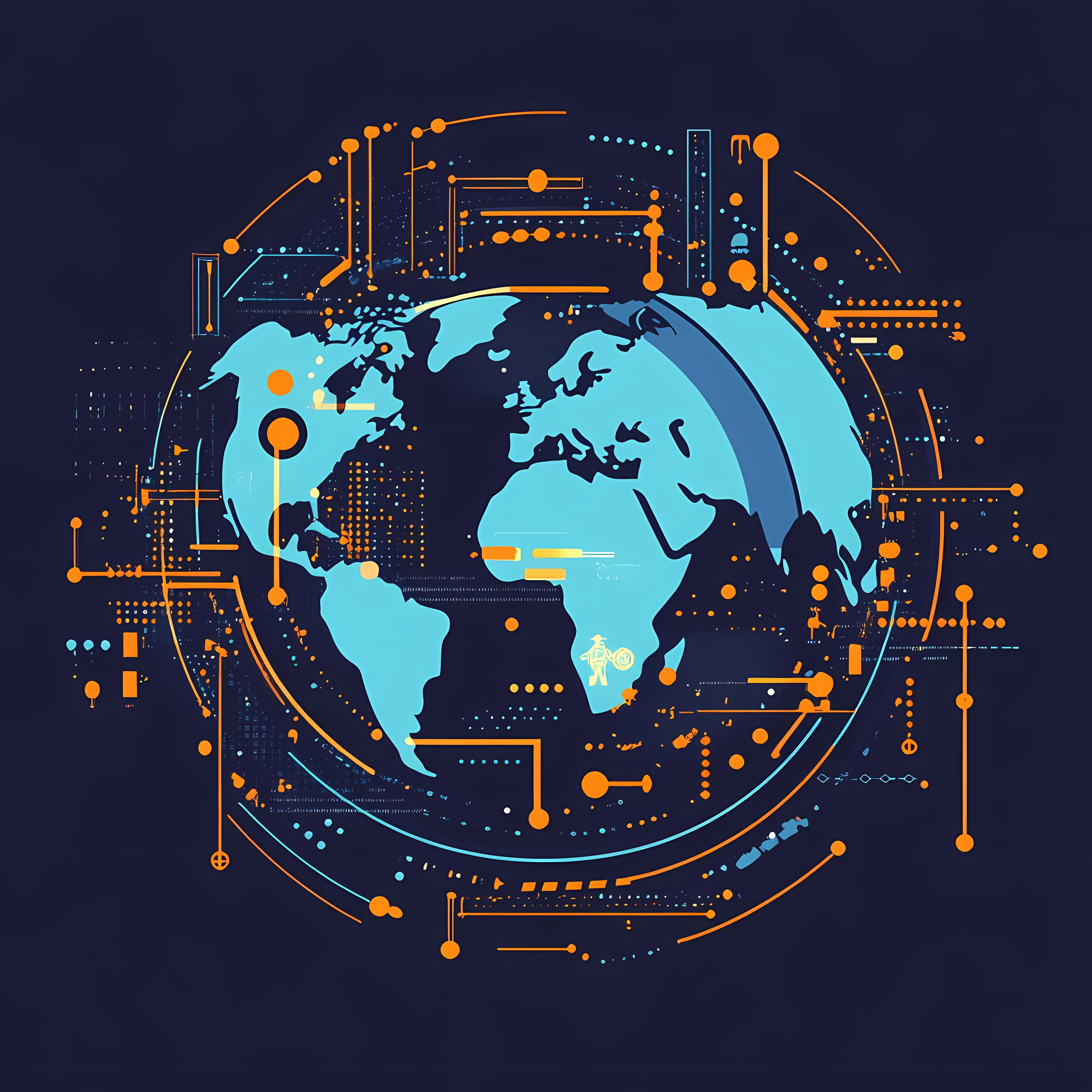 Global Connectivity Technology Flat Vector Illustration – free info graphics image from Dotvec