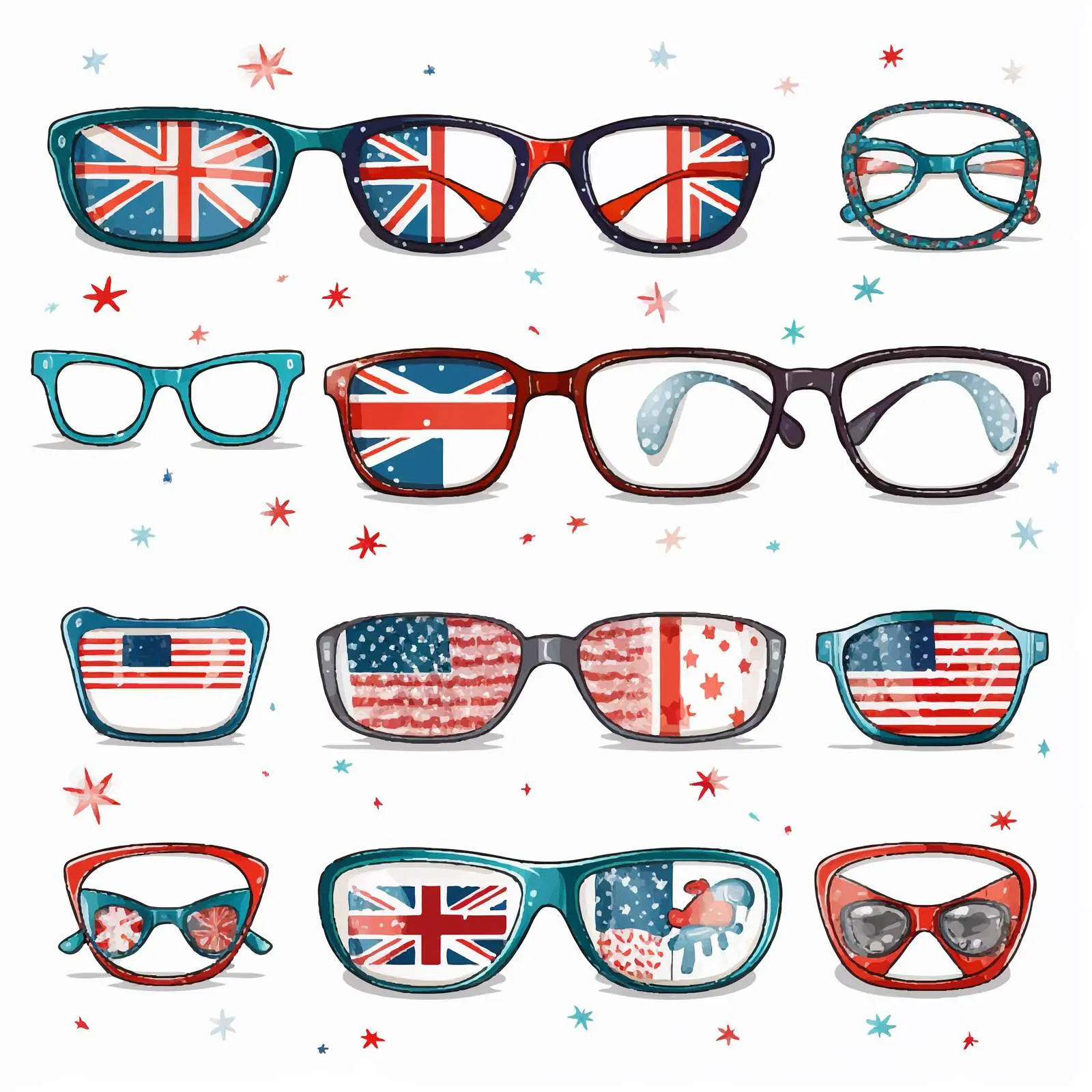 Patriotic Glasses Scrapbook Elements A-Z – free art materials image from Dotvec