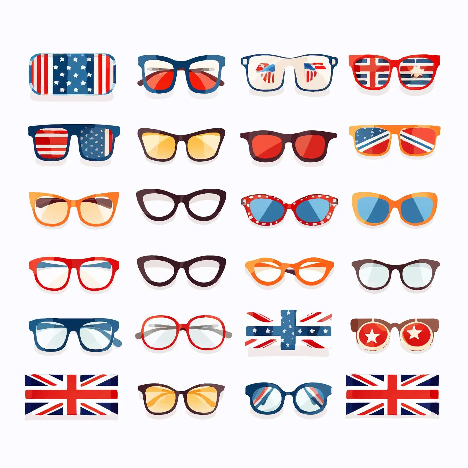 Patriotic Glasses Scrapbook Elements A-Z – free country themes image from Dotvec