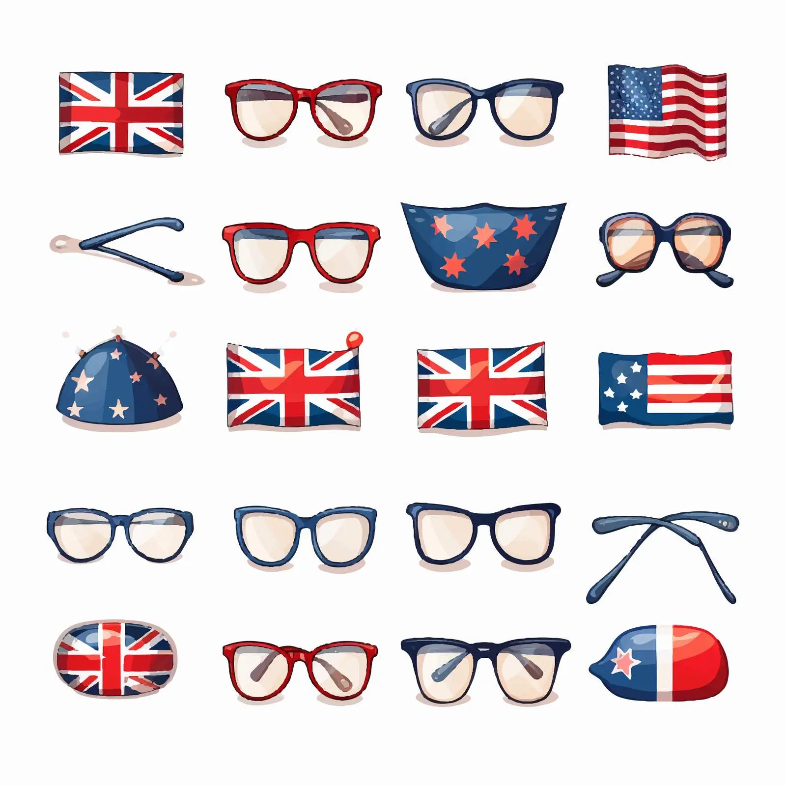 Patriotic Glasses Scrapbook Elements A-Z — free download from Dotvec