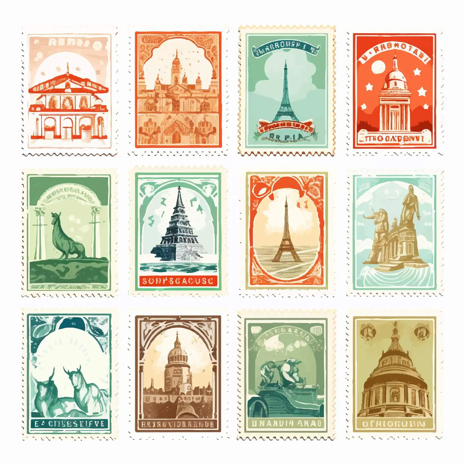 World Countries A-Z Post Stamp Frames – free country themes image from Dotvec
