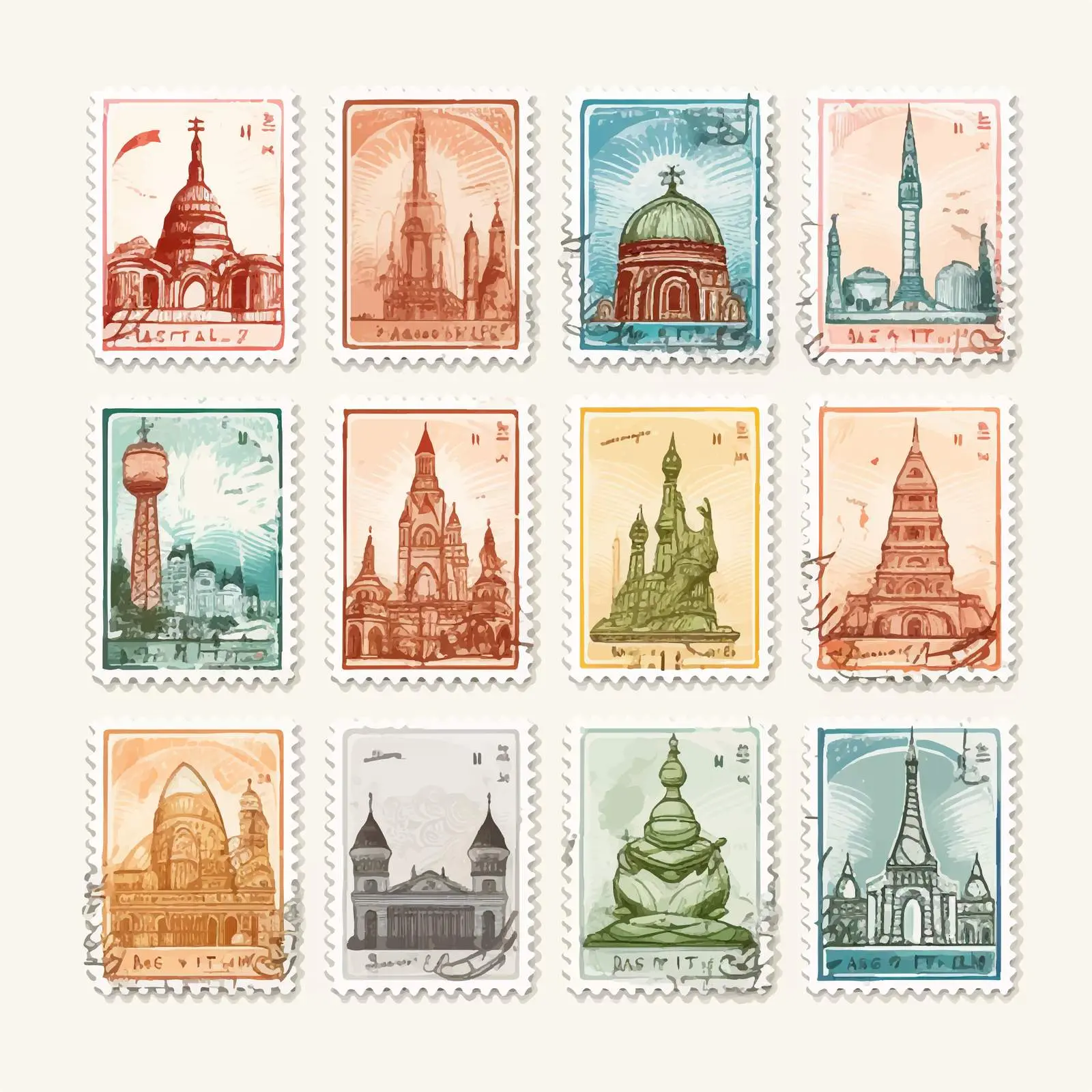 World Countries Post Stamp Scrapbook Elements — free download from Dotvec