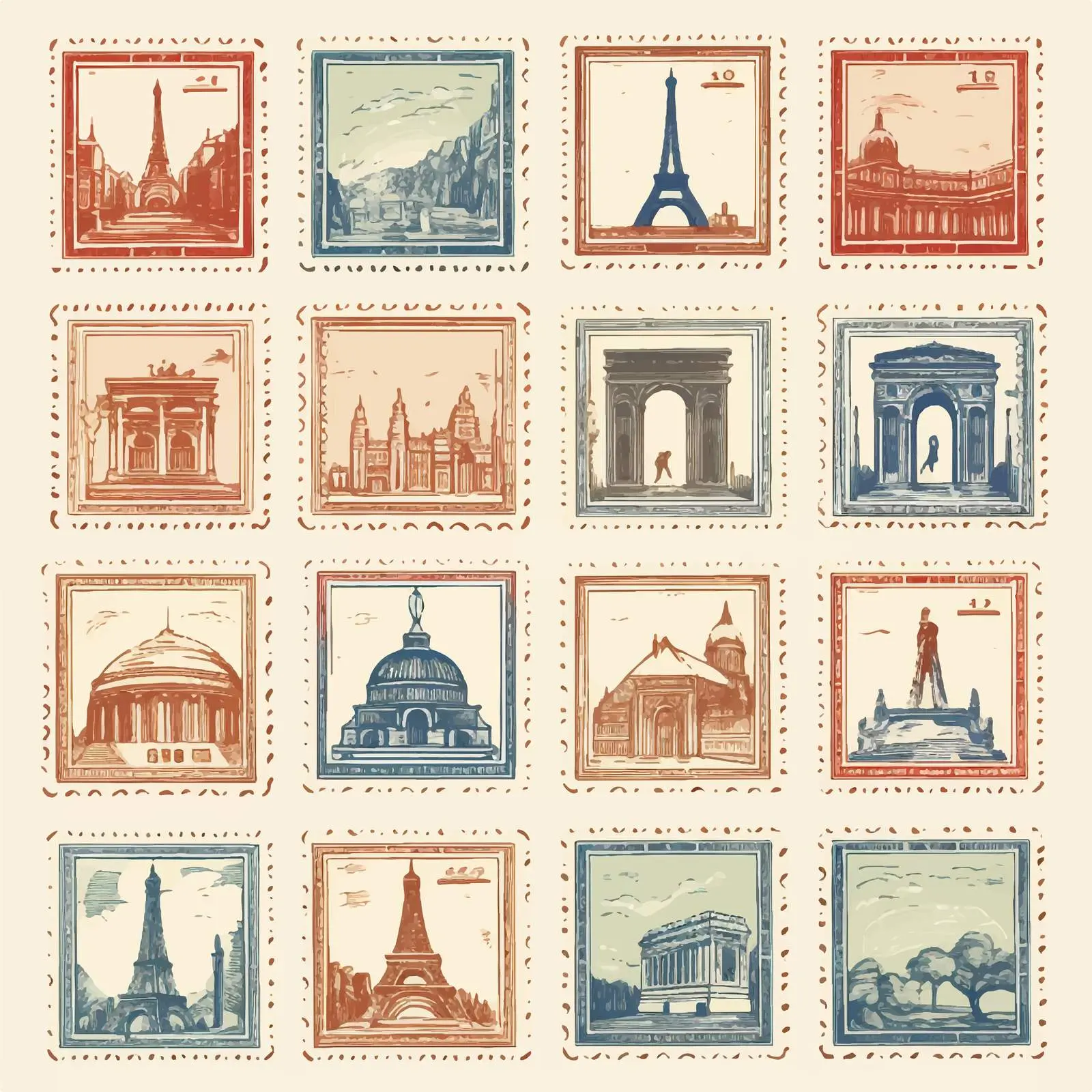 World Countries A-Z Post Stamp Scrapbook Elements – free decorative frames image from Dotvec