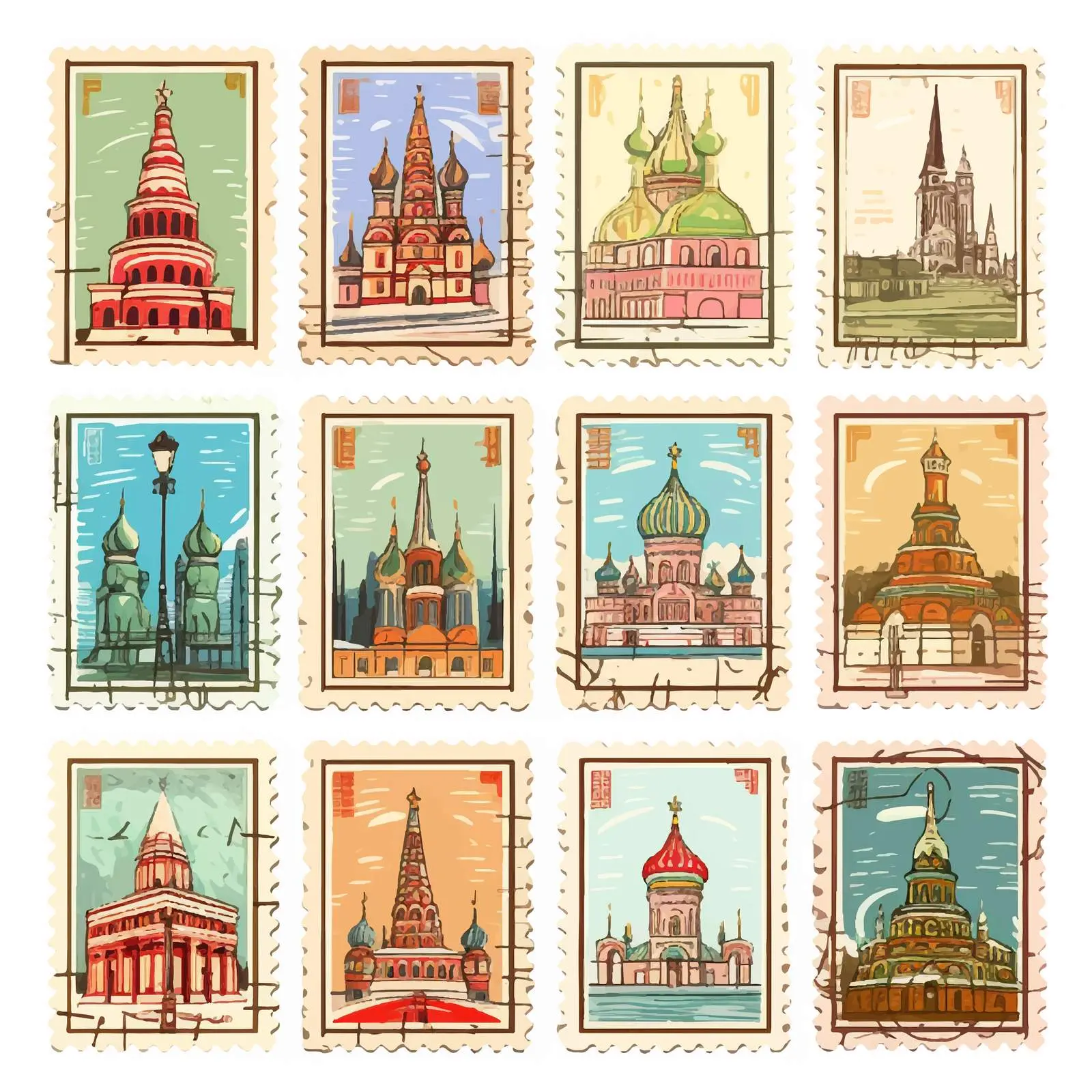World Countries Post Stamp Frames Scrapbook Elements — free download from Dotvec