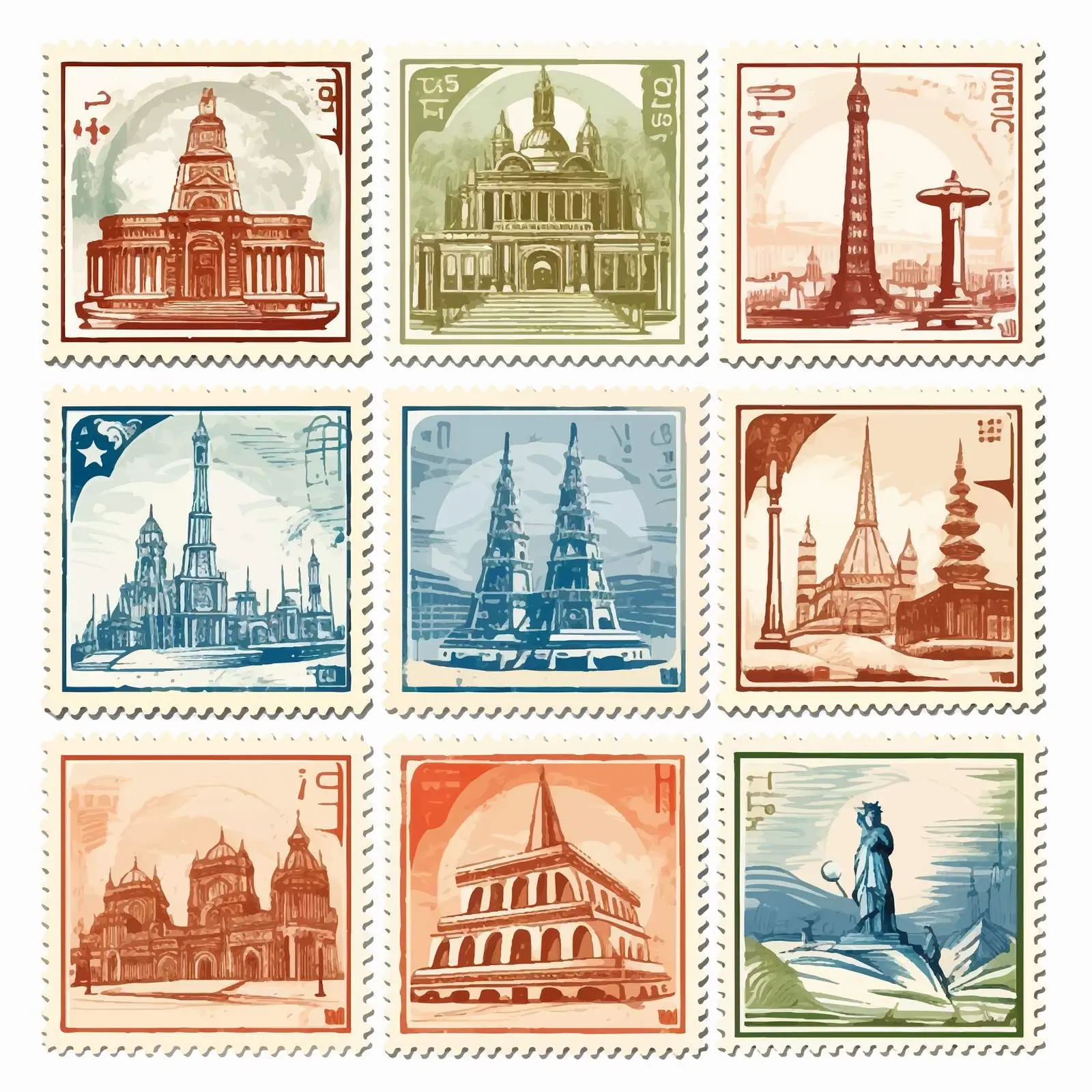 World Countries A-Z Postage Stamp Scrapbook Elements – free video image from Dotvec
