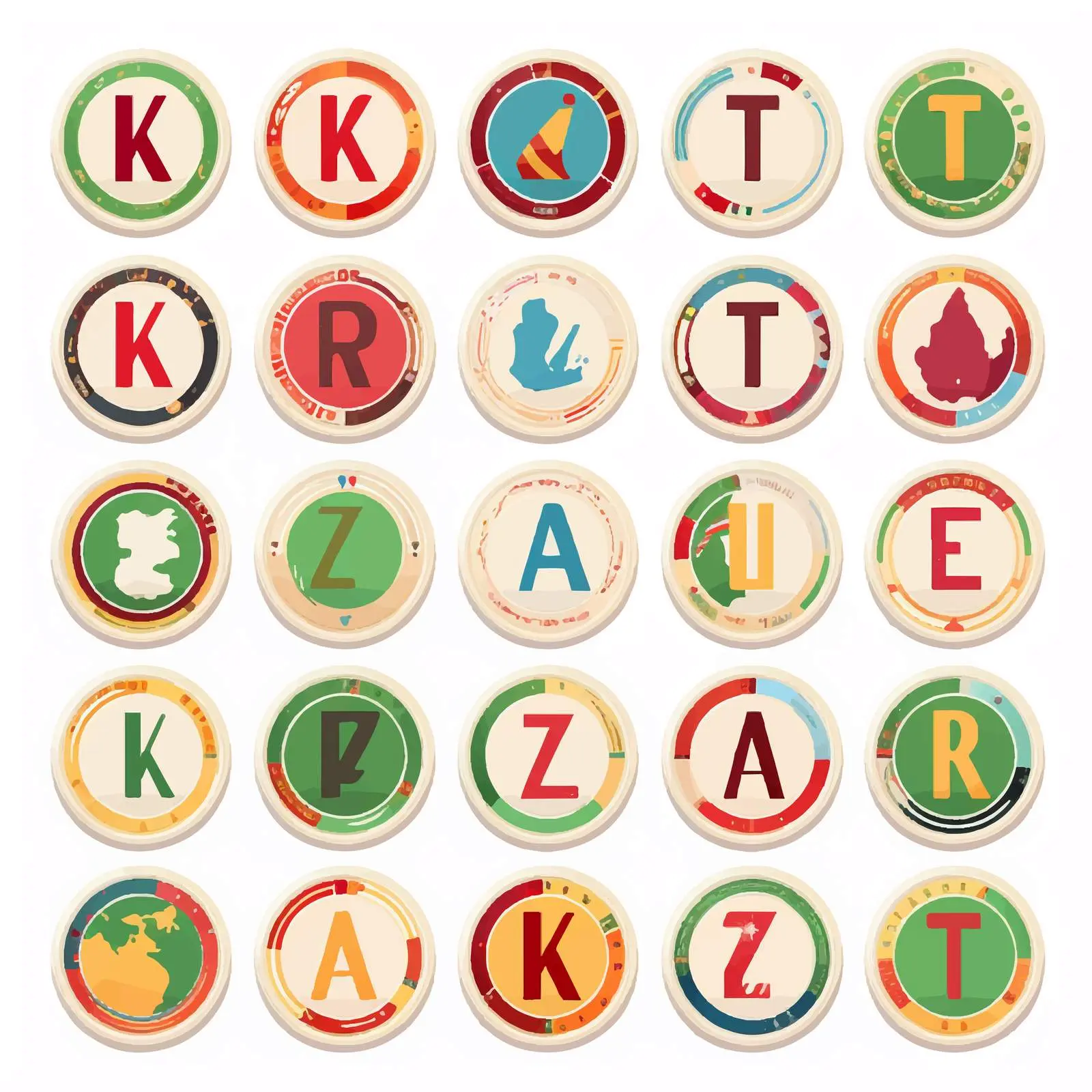 Universal Round Labels of World Countries A-Z — free download from Dotvec