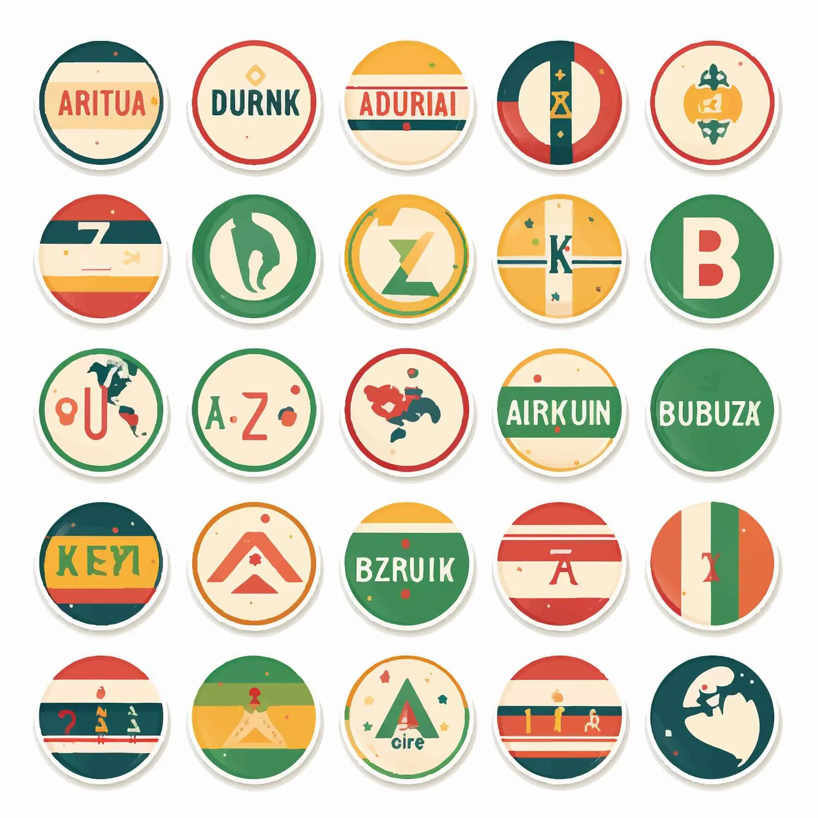 A-Z Universal Round Labels of World Countries – free transparent background image from Dotvec