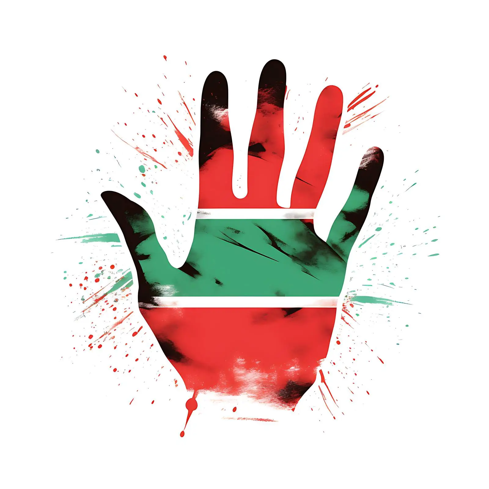 Handprint Art Representing Kenya's National Flag Colors – free artistic interpretation image from Dotvec
