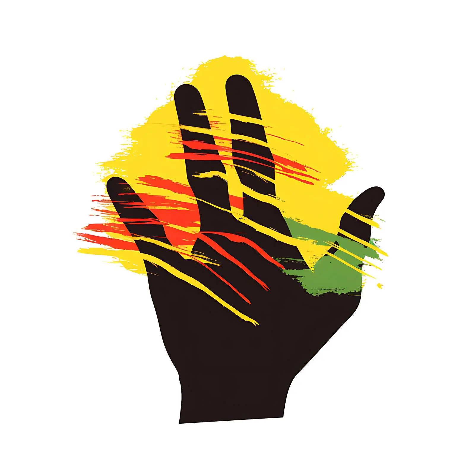 Uganda Hand Print with National Flag Colors — free download from Dotvec