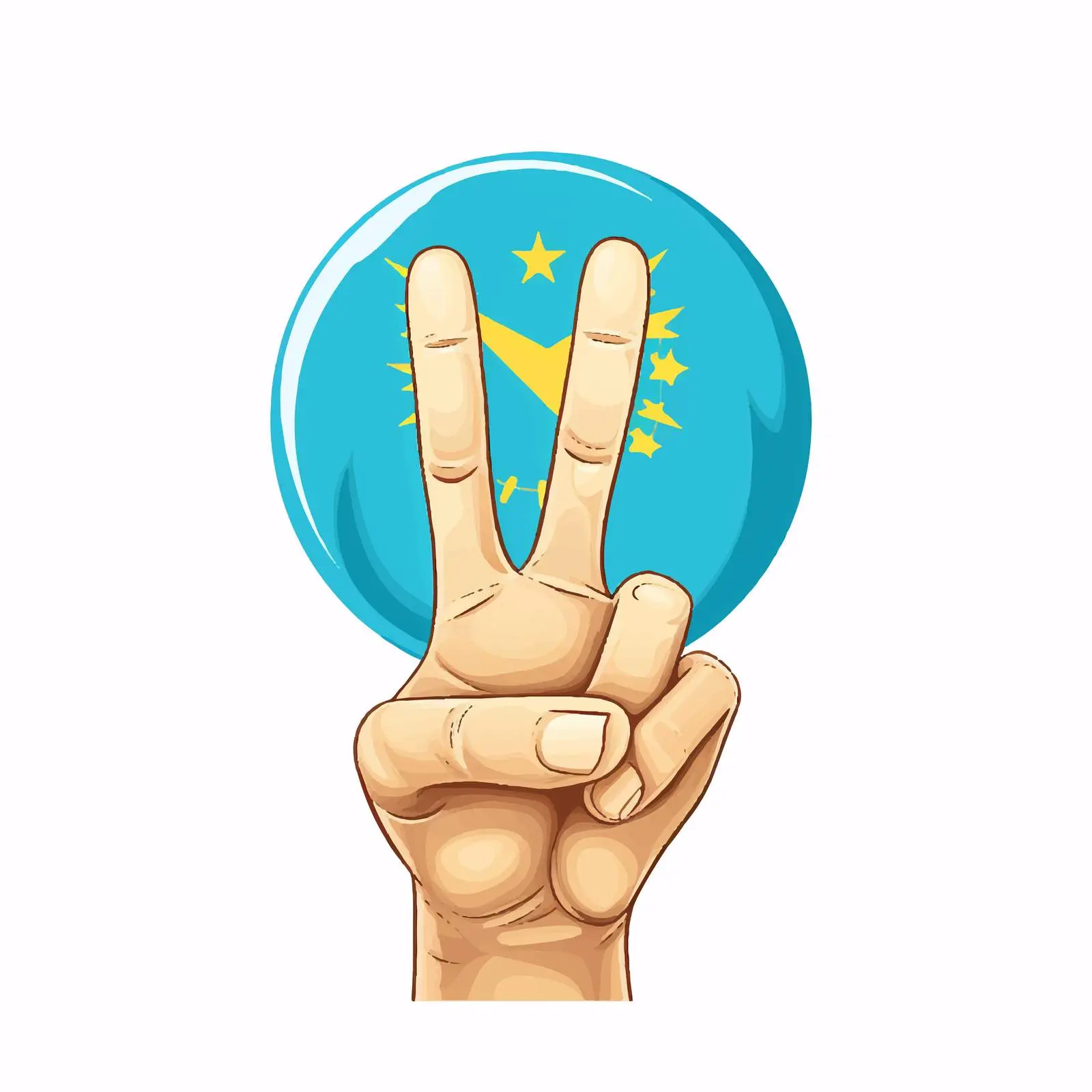 Kazakhstan Hand Sign Victory Cartoon Vector — free download from Dotvec