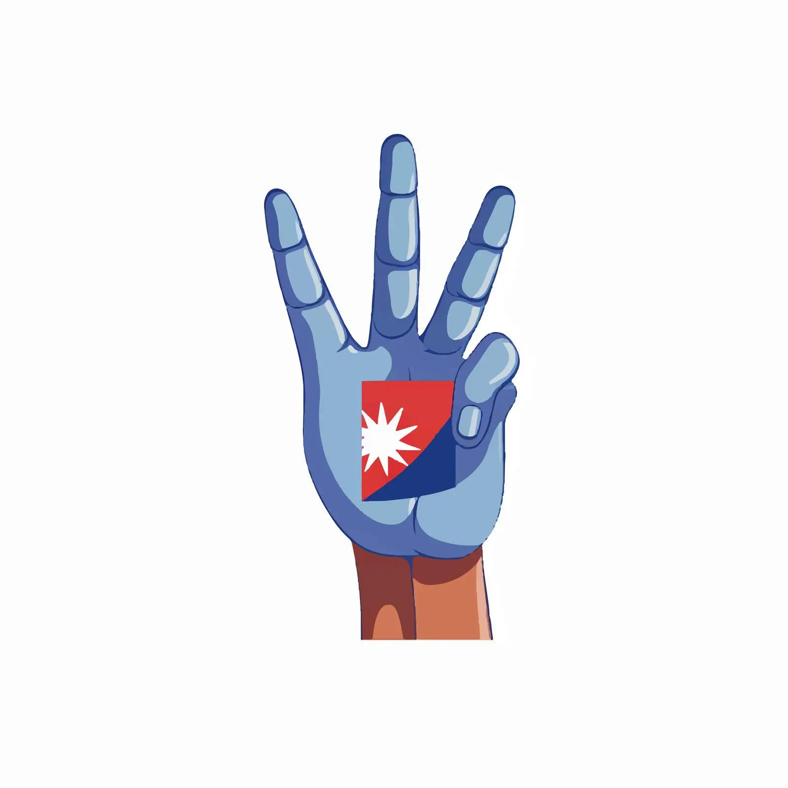 Cartoon Victory Hand Sign - Nepal — free download from Dotvec