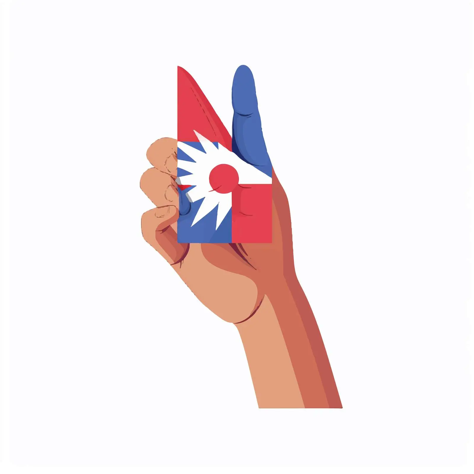 Nepal Cartoon Vector with Victory Hand Sign — free download from Dotvec
