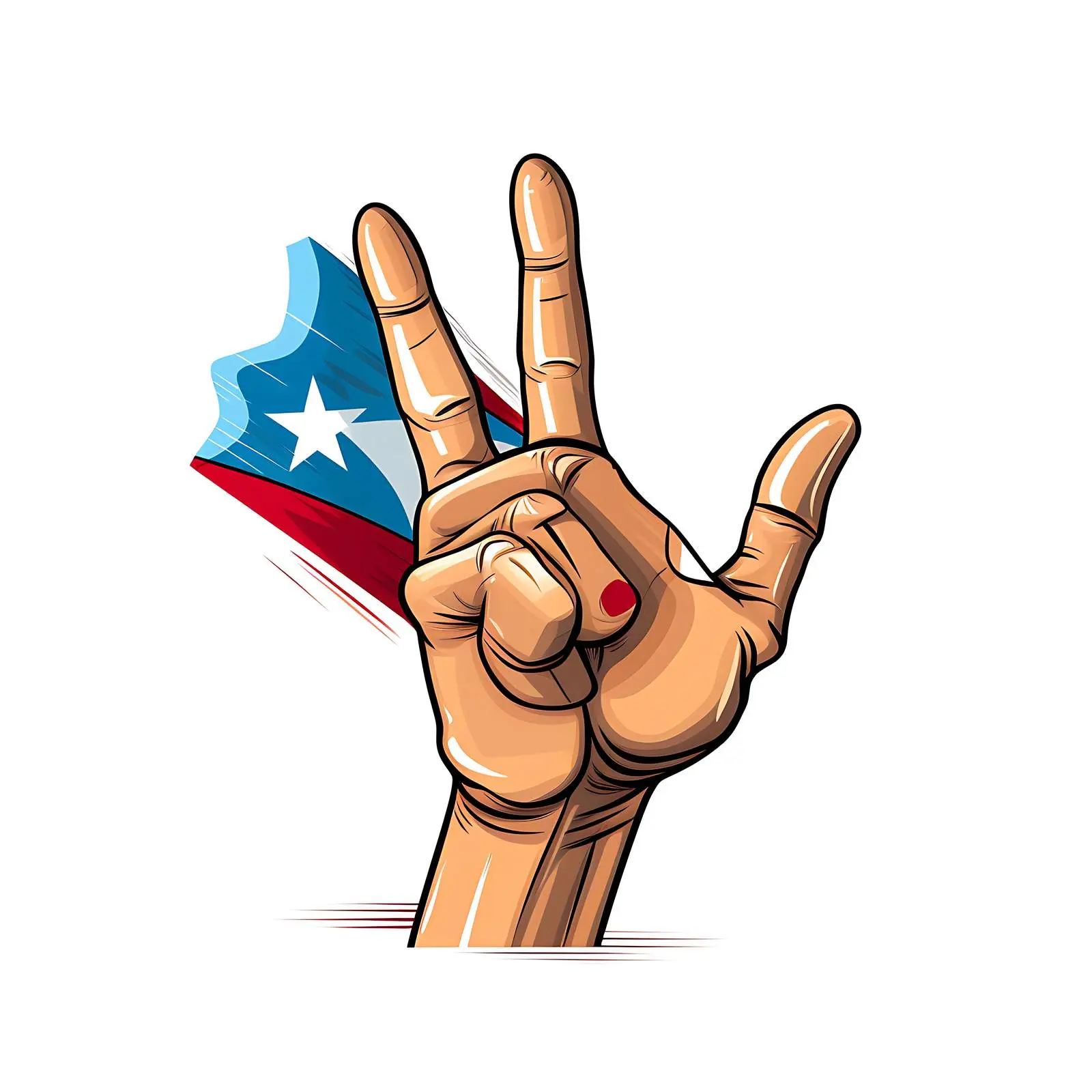 Puerto Rico Victory Hand Sign Cartoon Illustration – free iconography image from Dotvec