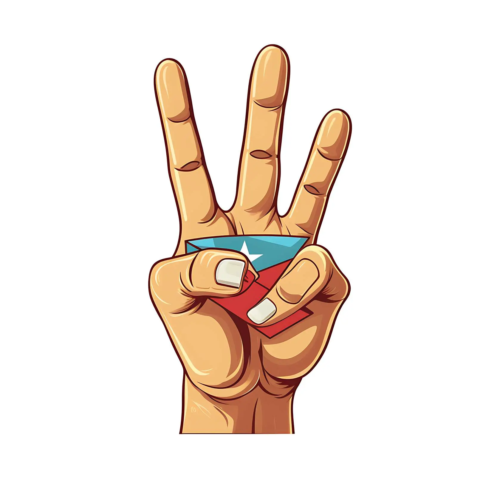 Puerto Rico Cartoon Victory Hand Sign — free download from Dotvec