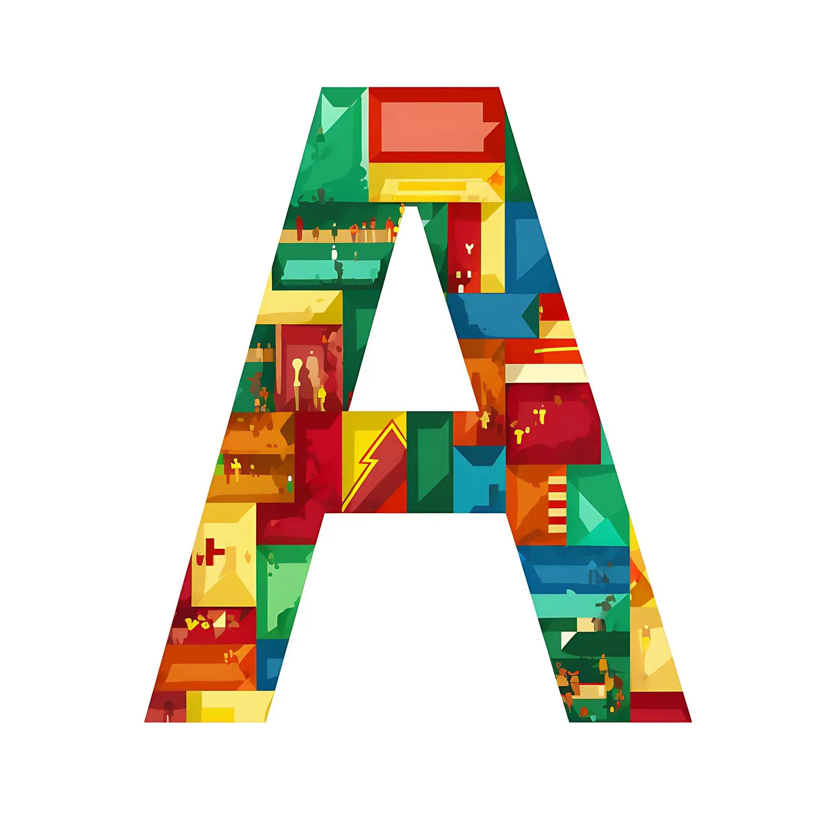 World Countries in Latin Alphabet with National Colors – free visual learning image from Dotvec