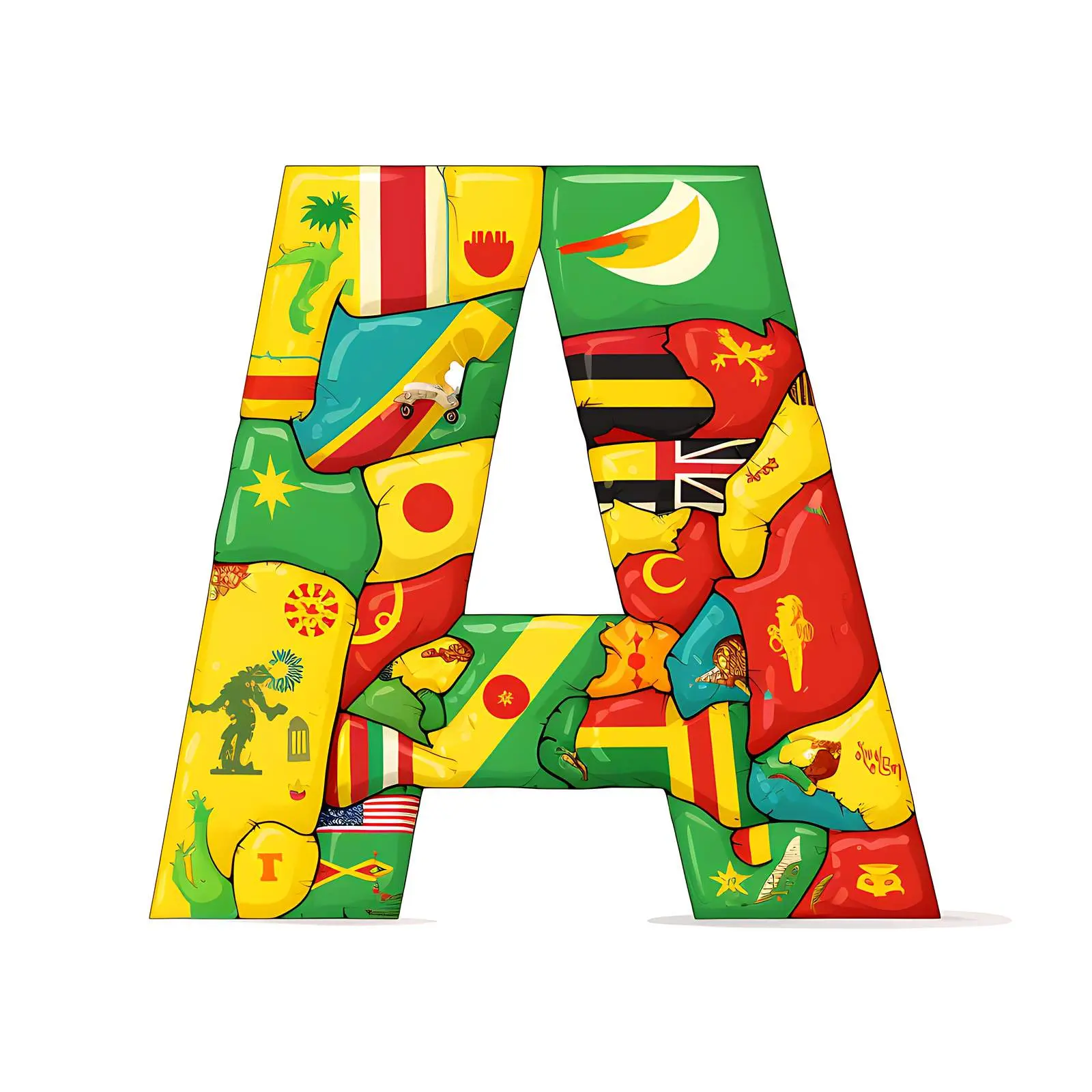 Colorful Representation of World Countries in Latin Script – free visual learning image from Dotvec