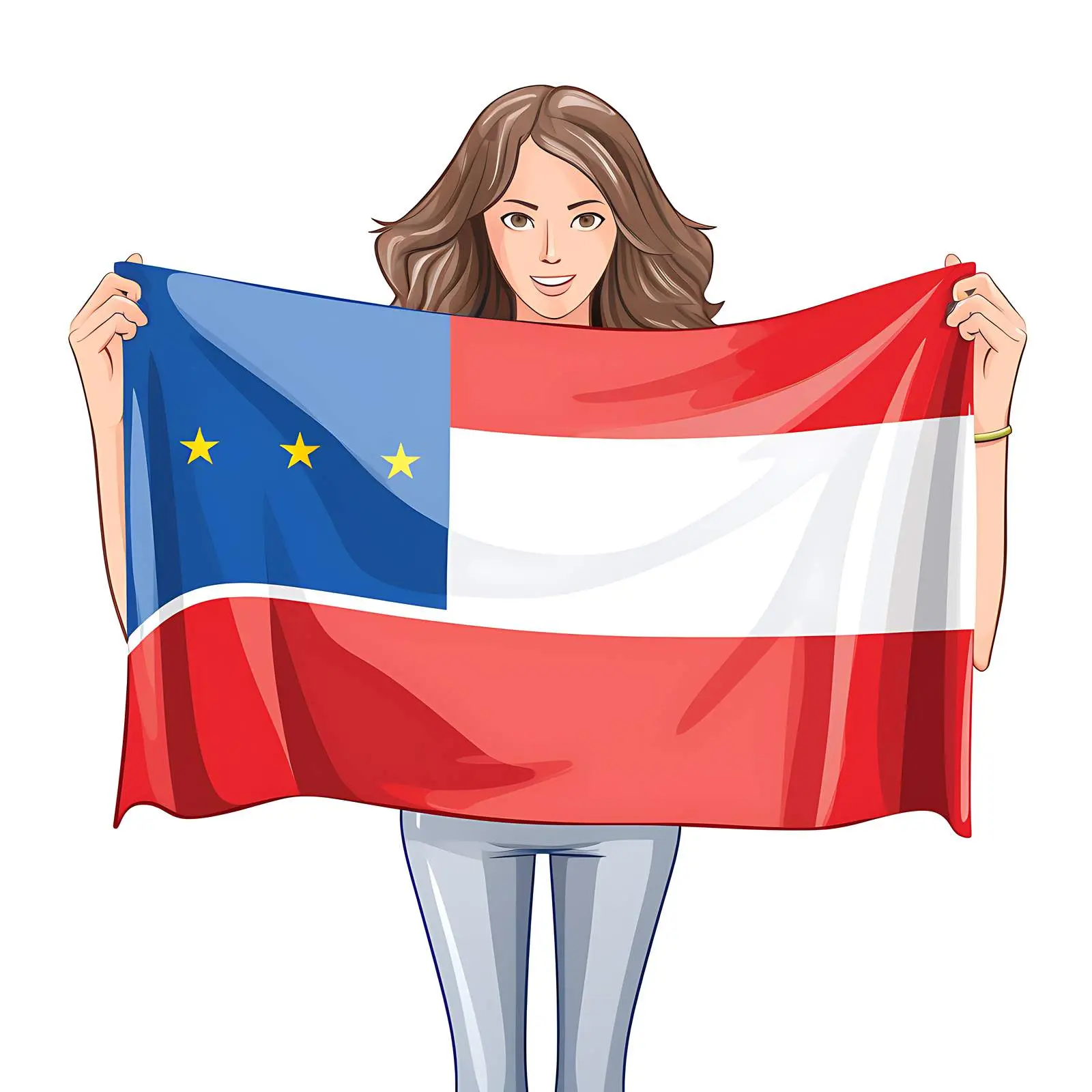 Woman Holding Two Flag Parts of World Countries – free flags of the world image from Dotvec