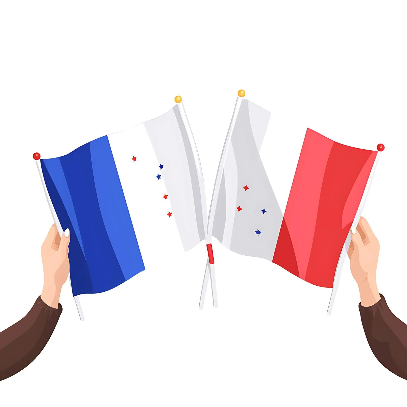 Woman Holding Two Parts of a Flag – free flags of the world image from Dotvec