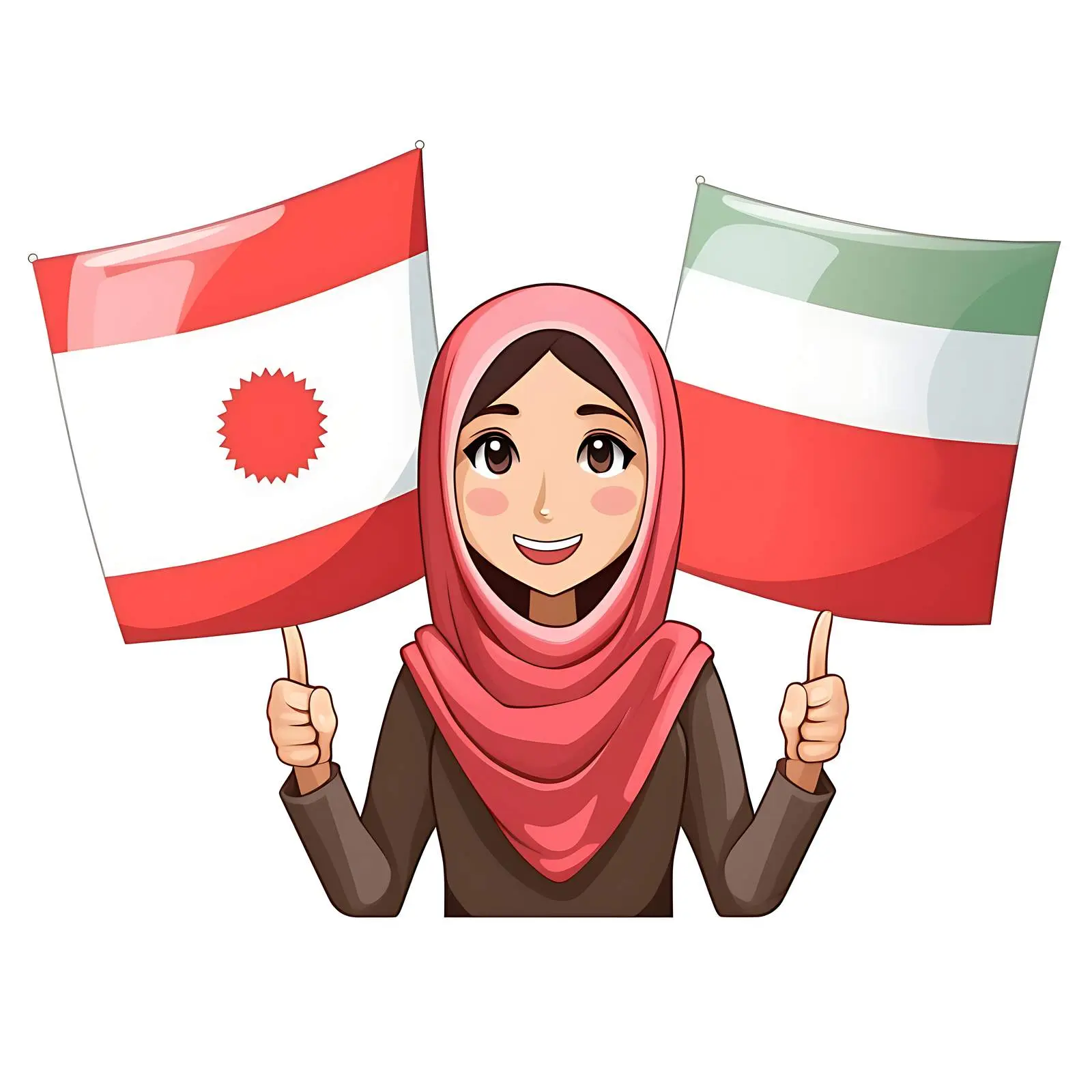 Woman Holding Split Flag of World Countries – free flags of the world image from Dotvec