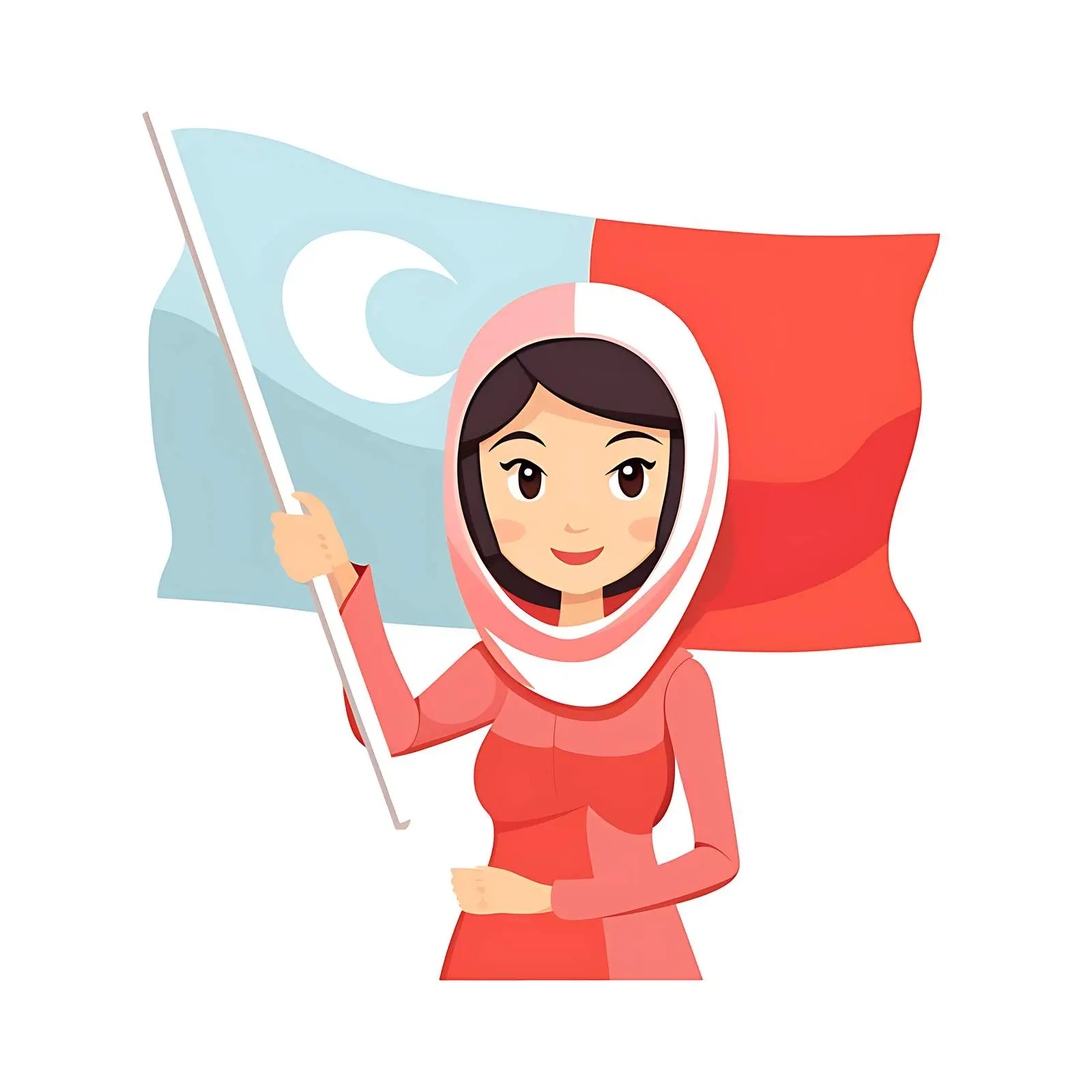 Woman Holding Split Country Flag Representation – free flags of the world image from Dotvec