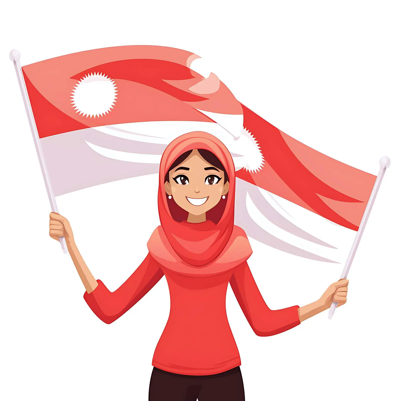 Woman Holding Flag Parts Representing Countries – free flags of the world image from Dotvec